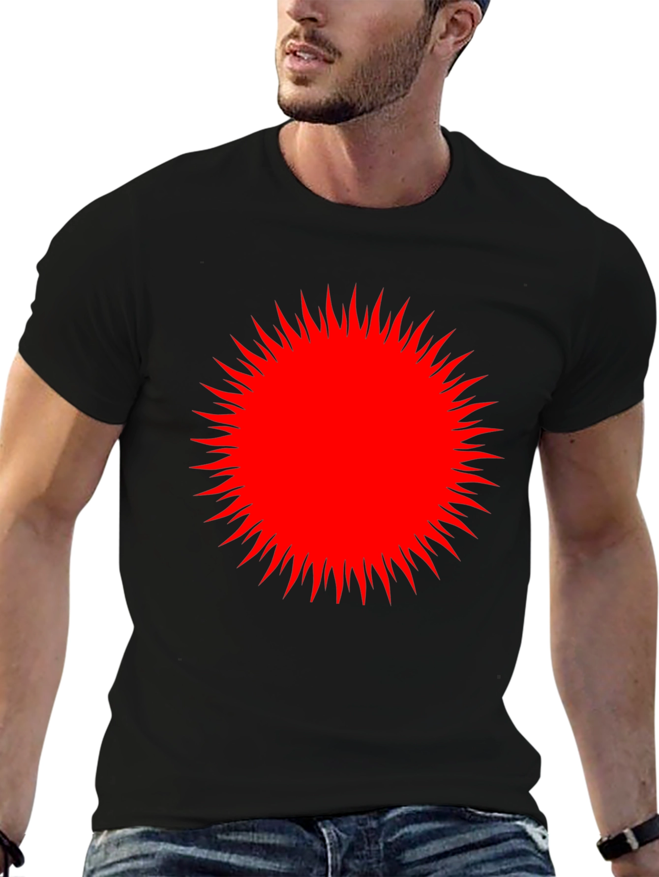Red Burst Graphic Black T-Shirt