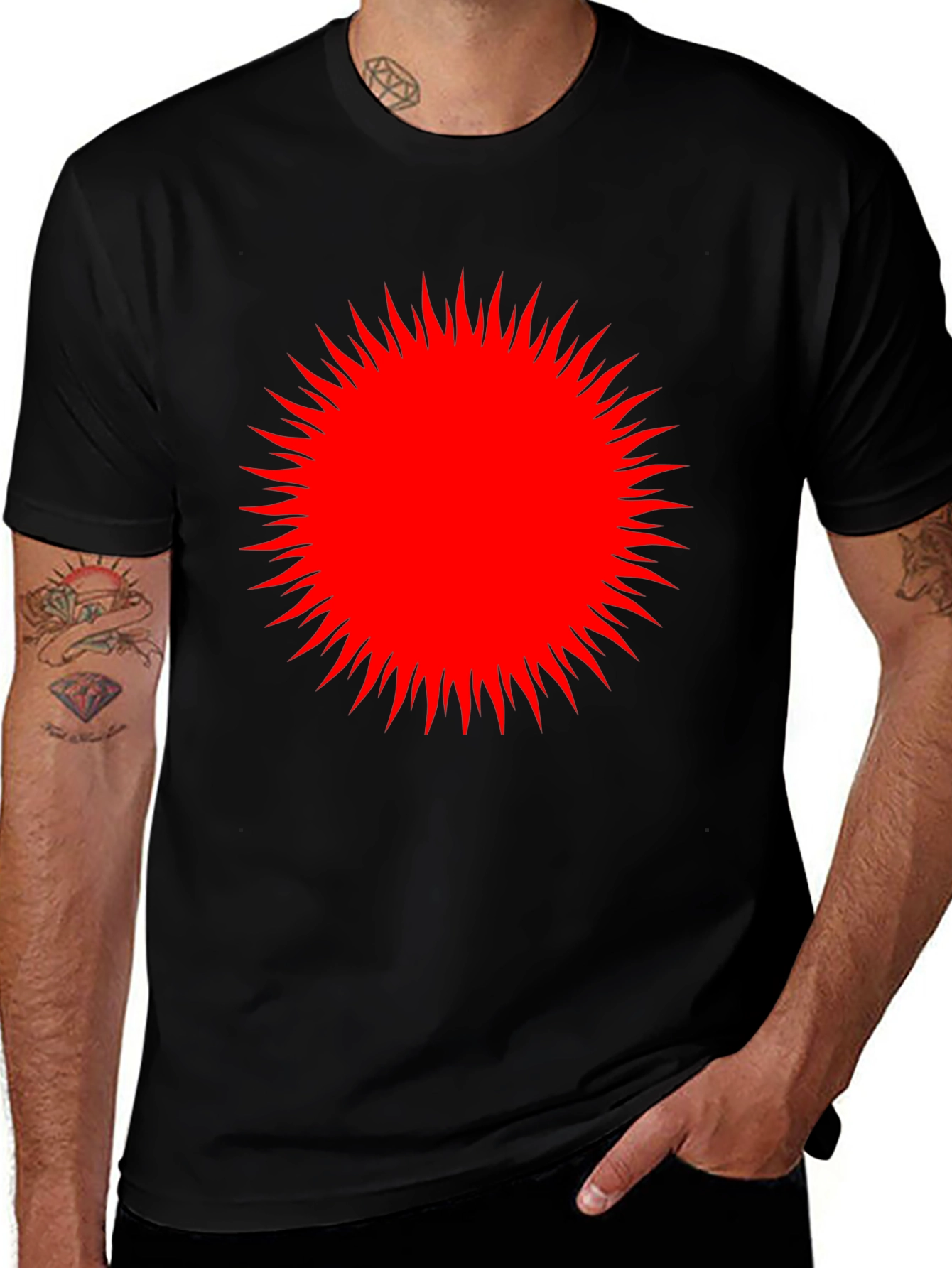 Red Burst Graphic Black T-Shirt