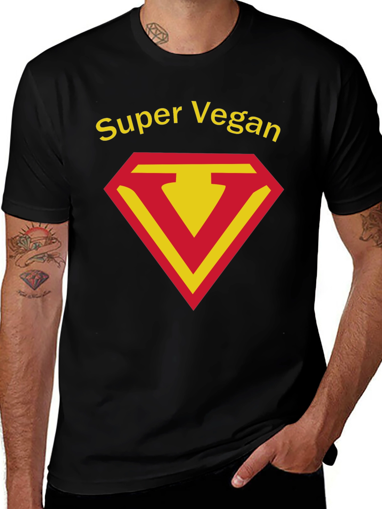 Super Vegan T-Shirt - Black Cotton Tee