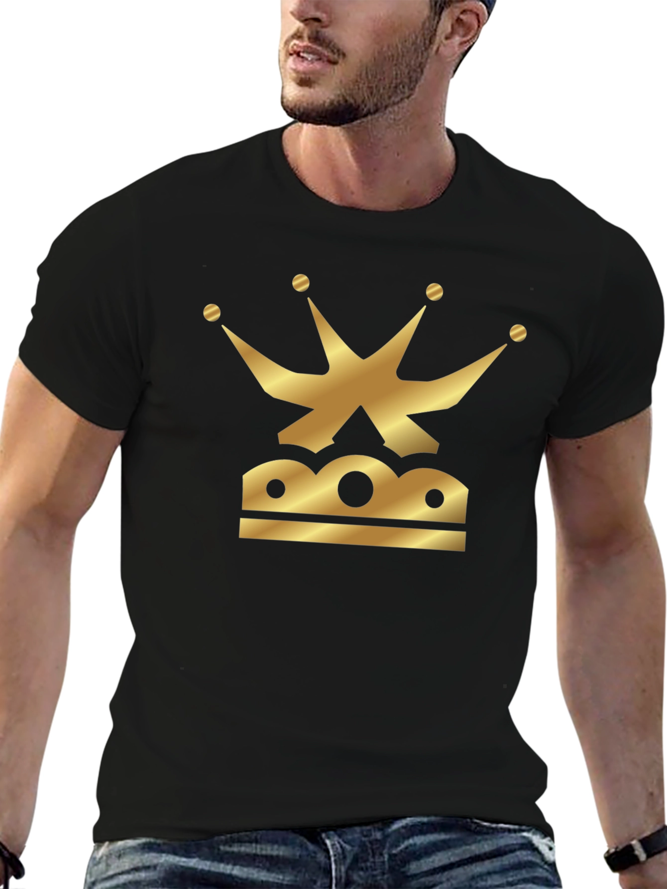 Golden Crown Graphic Black T-Shirt