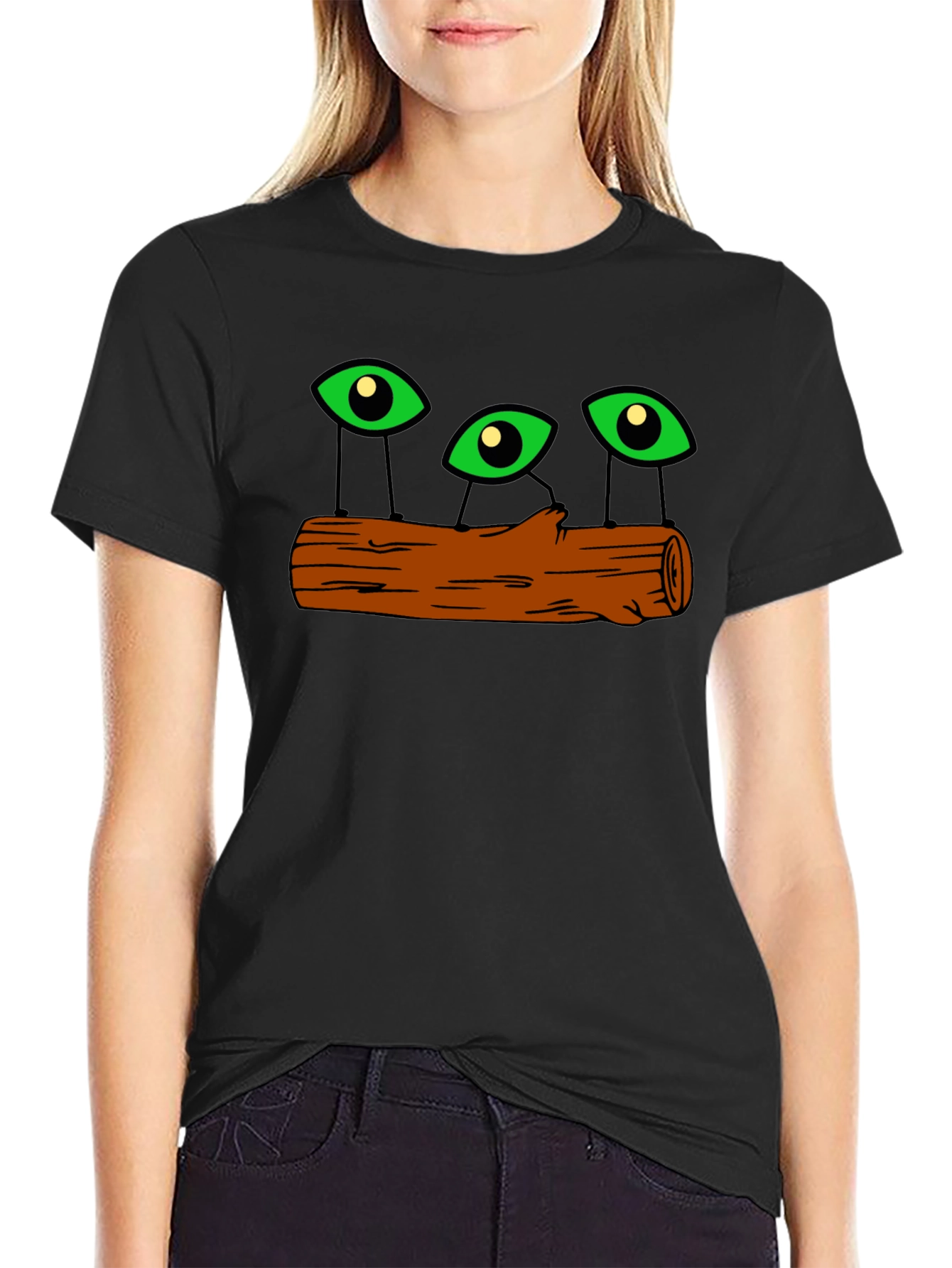 Mystic Eyes Log Black T-Shirt