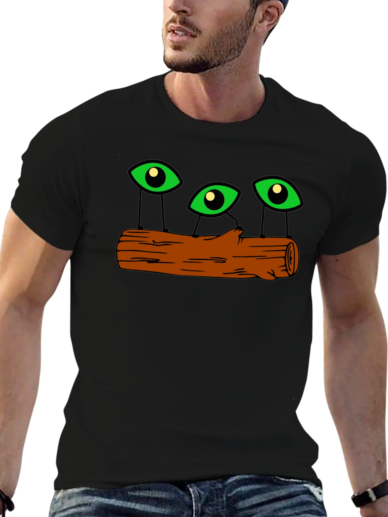 Mystic Eyes Log Black T-Shirt