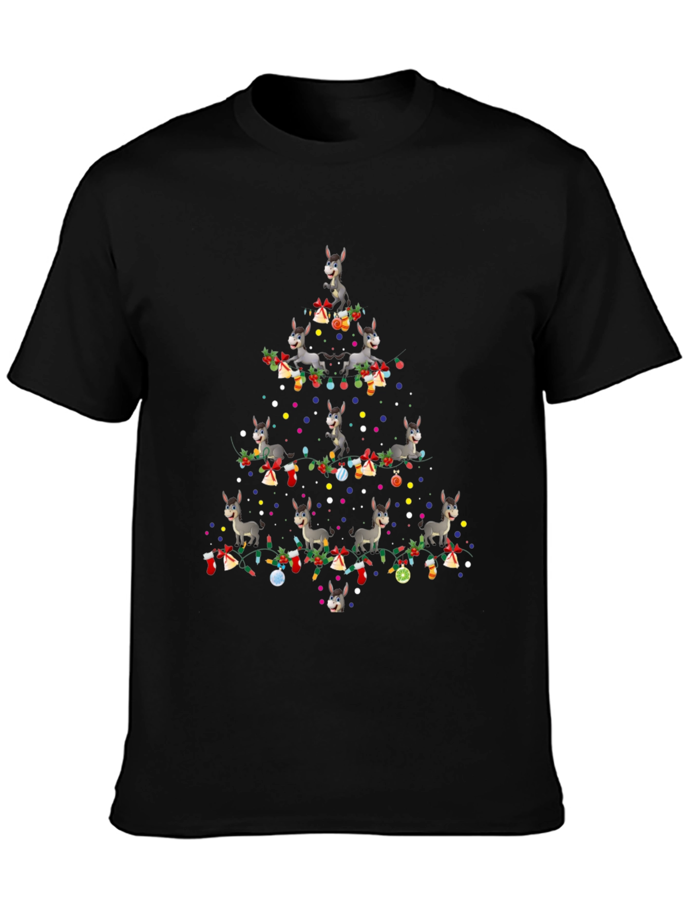 Funny Donkey Christmas Tree T-Shirt