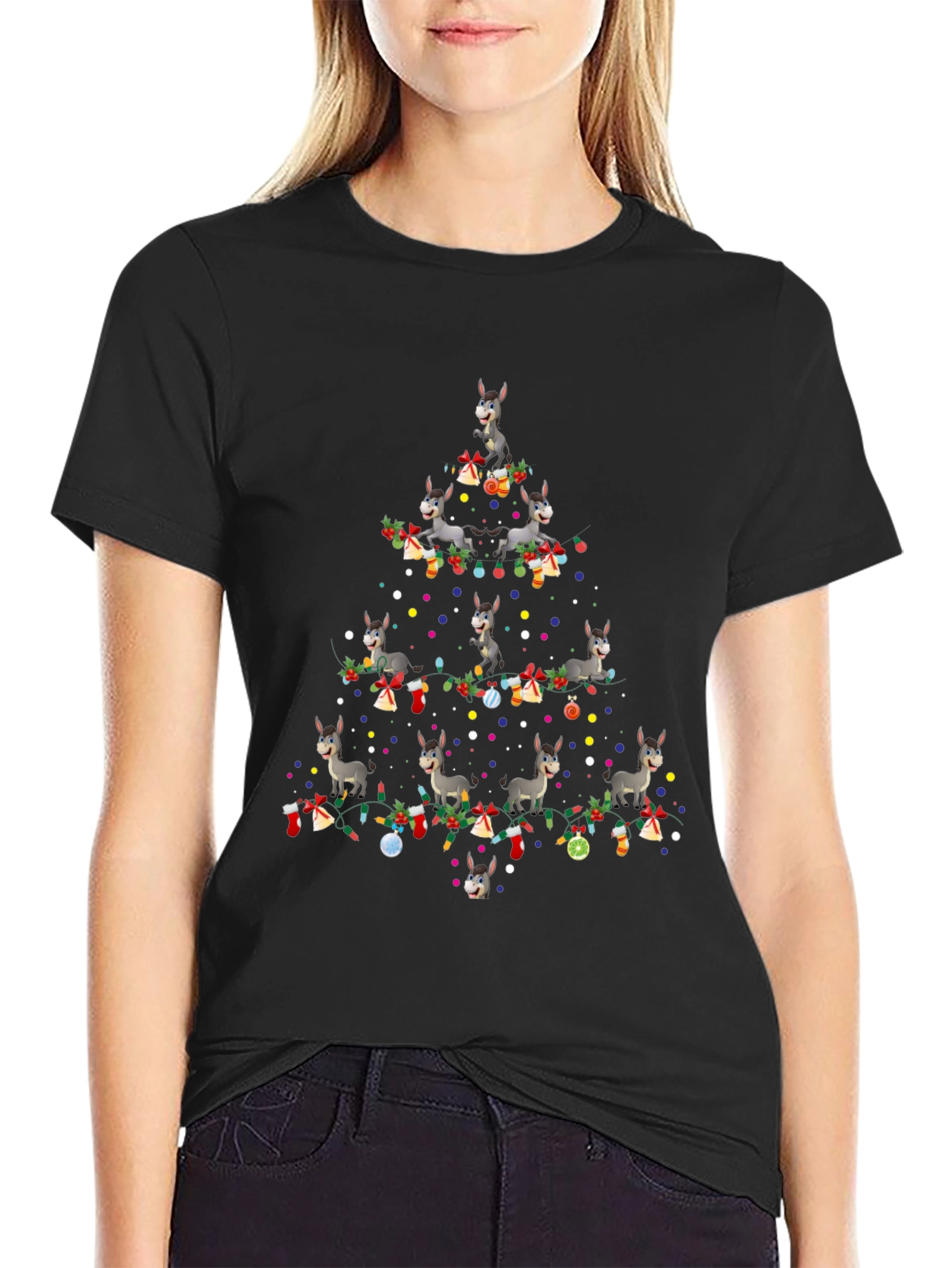 Funny Donkey Christmas Tree T-Shirt