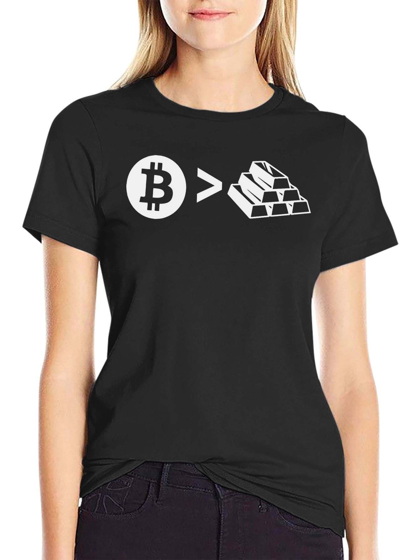 Bitcoin > Gold Black T-Shirt