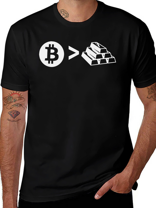 Bitcoin > Gold Black T-Shirt