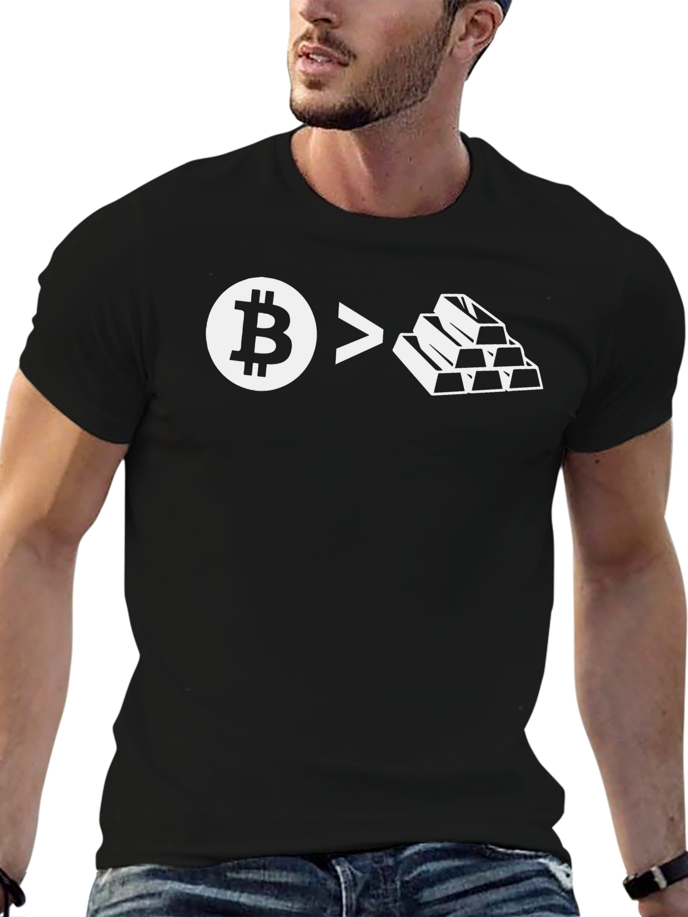 Bitcoin > Gold Black T-Shirt
