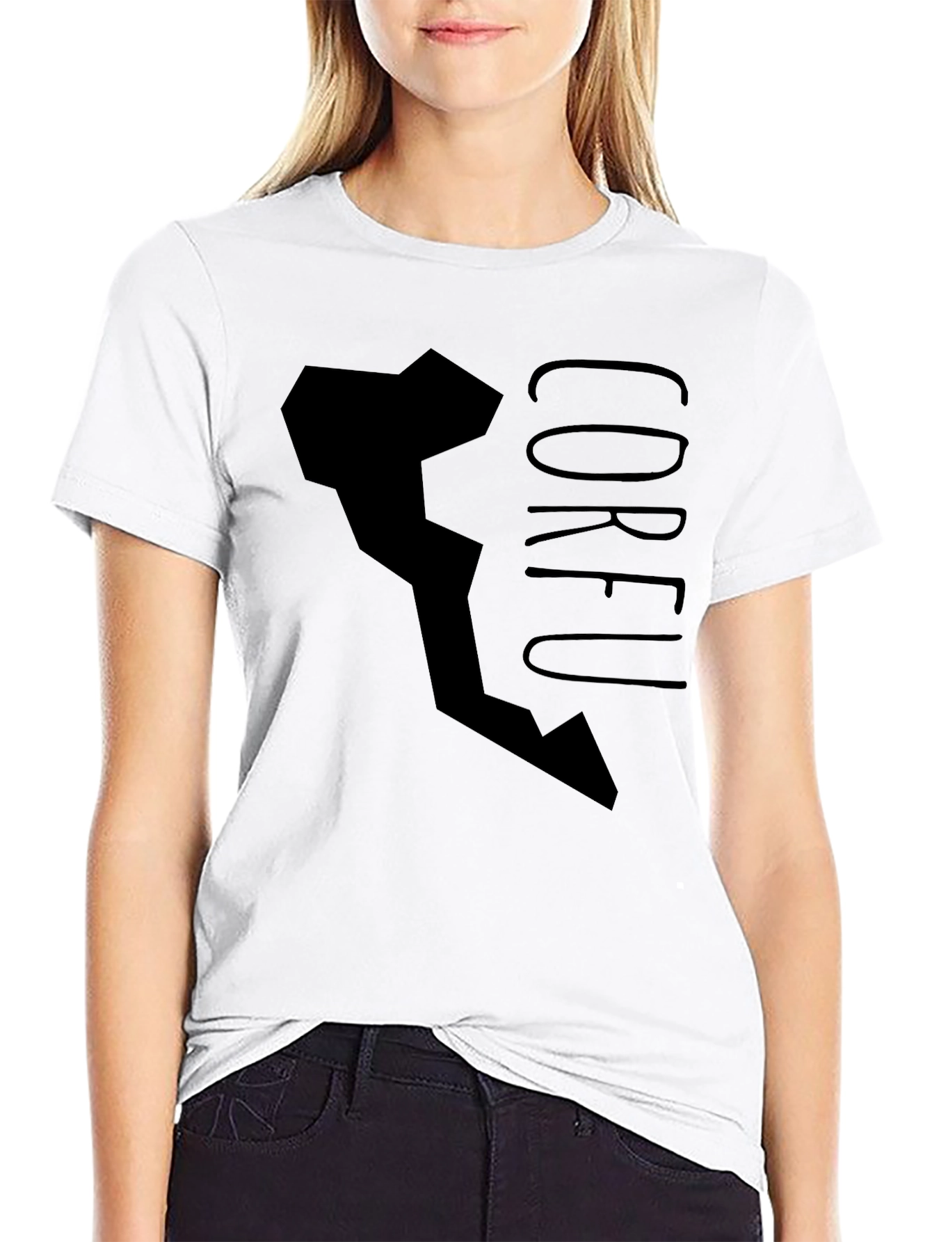 Corfu Graphic Print Black T-Shirt