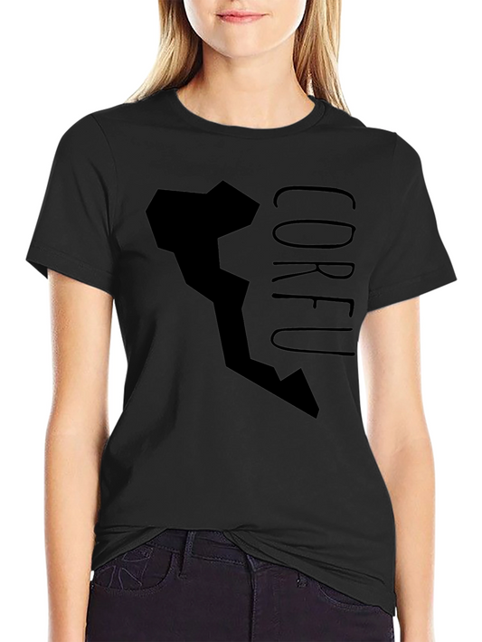 Corfu Graphic Print Black T-Shirt