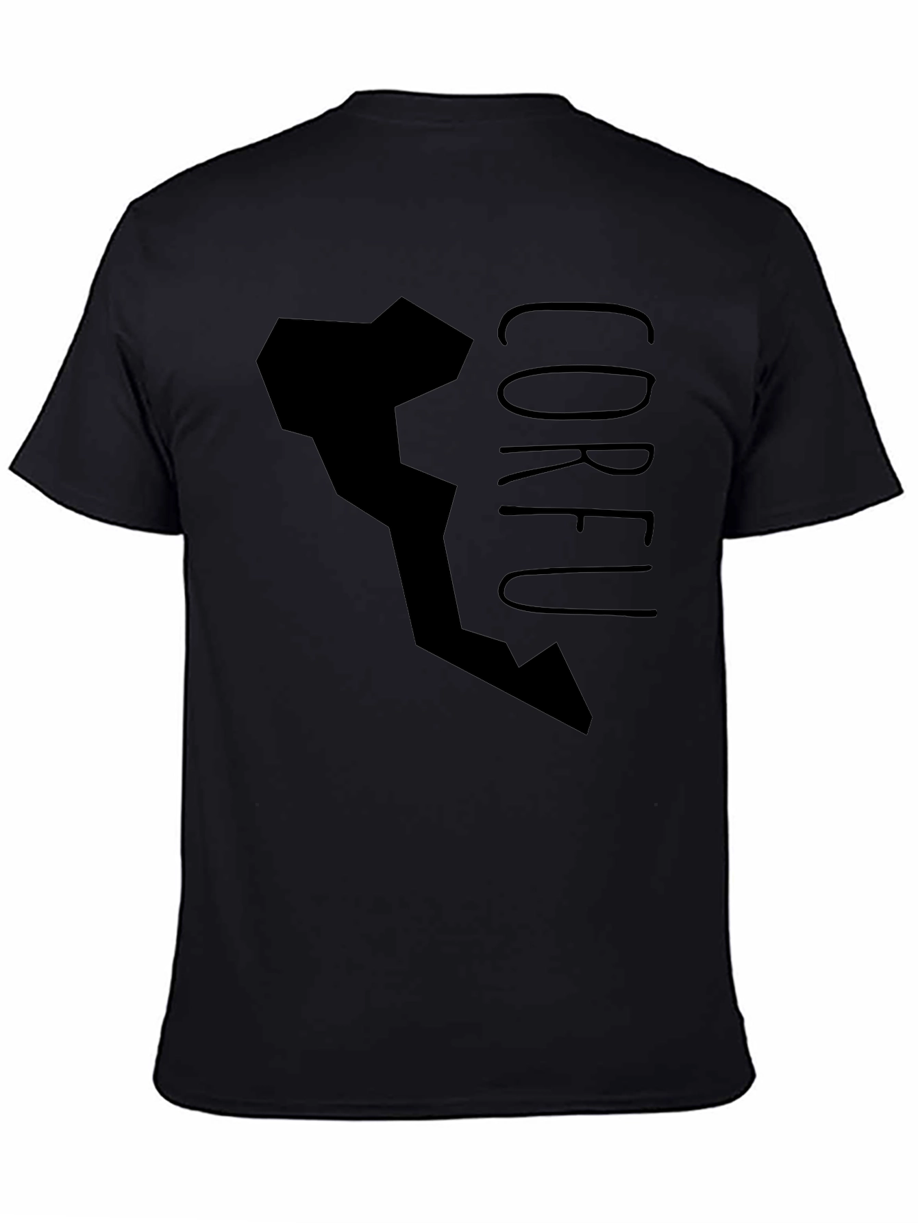 Corfu Graphic Print Black T-Shirt