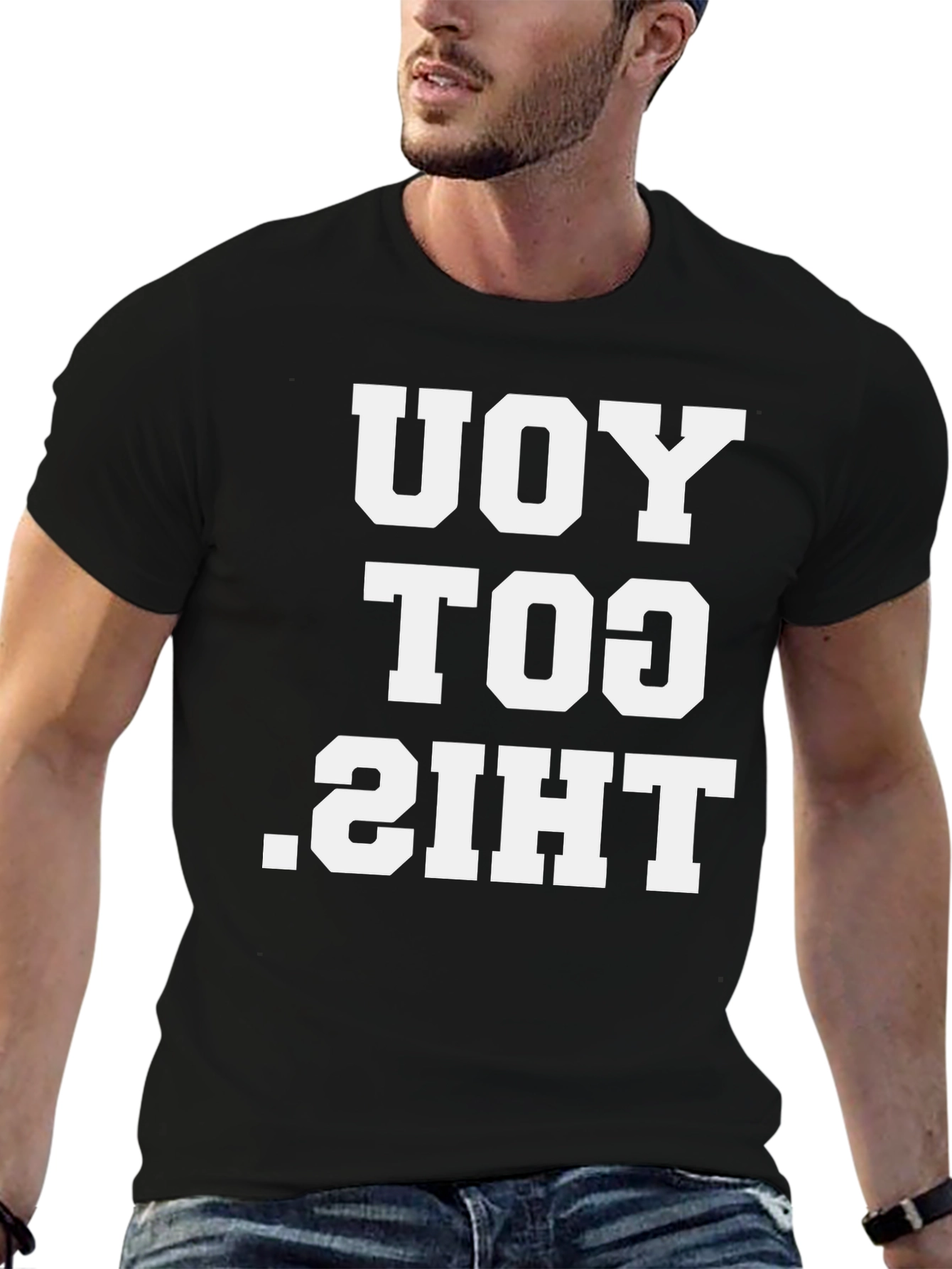 Funny This Too You Black Cotton Graphic T-Shirt