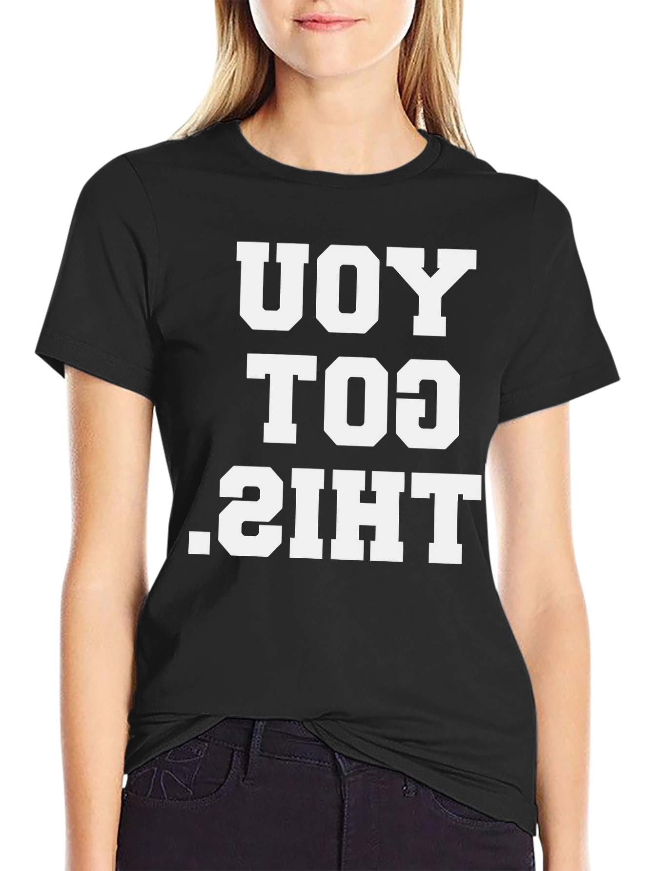 Funny This Too You Black Cotton Graphic T-Shirt