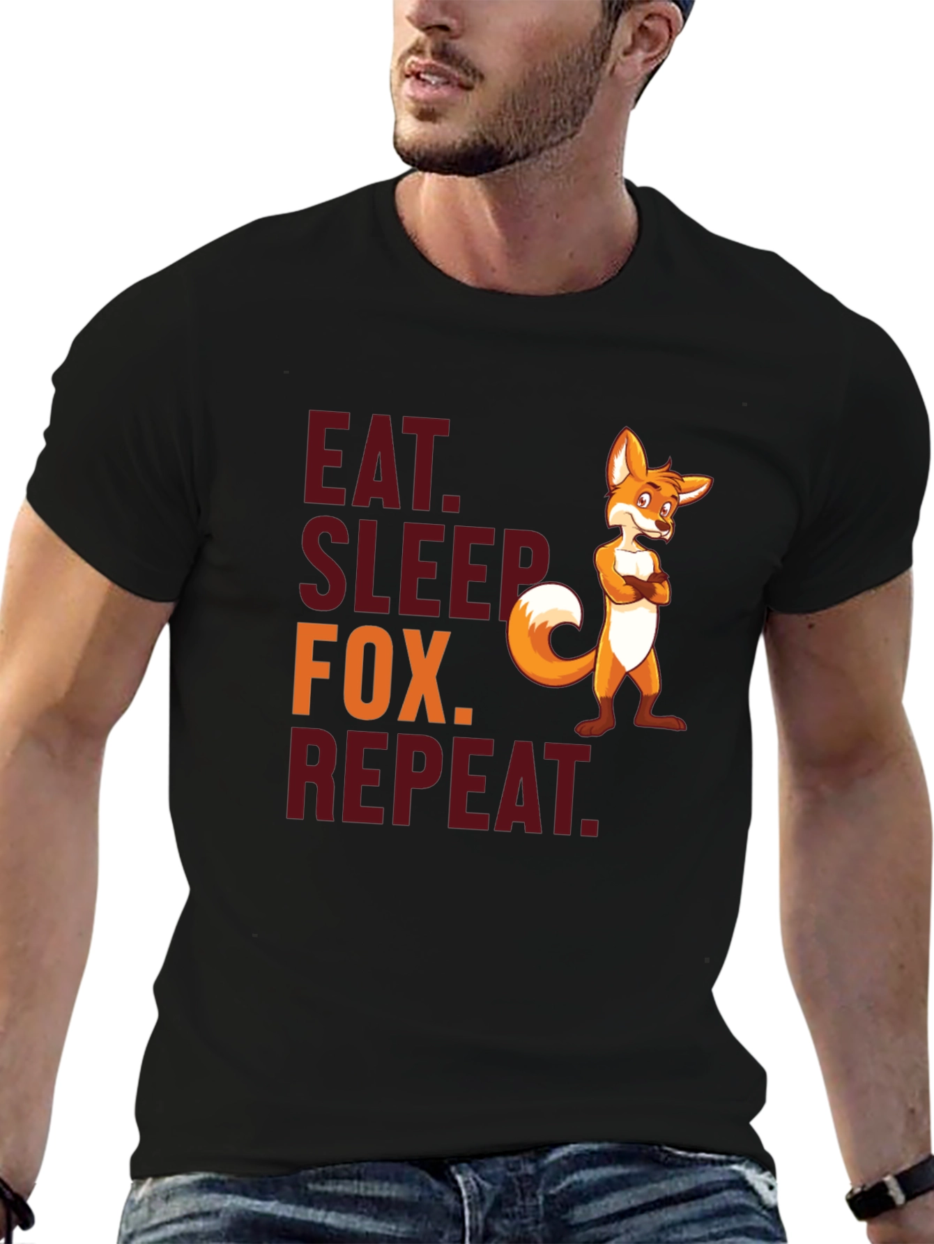 Eat Sleep Fox Repeat T-Shirt - Funny Animal Tee