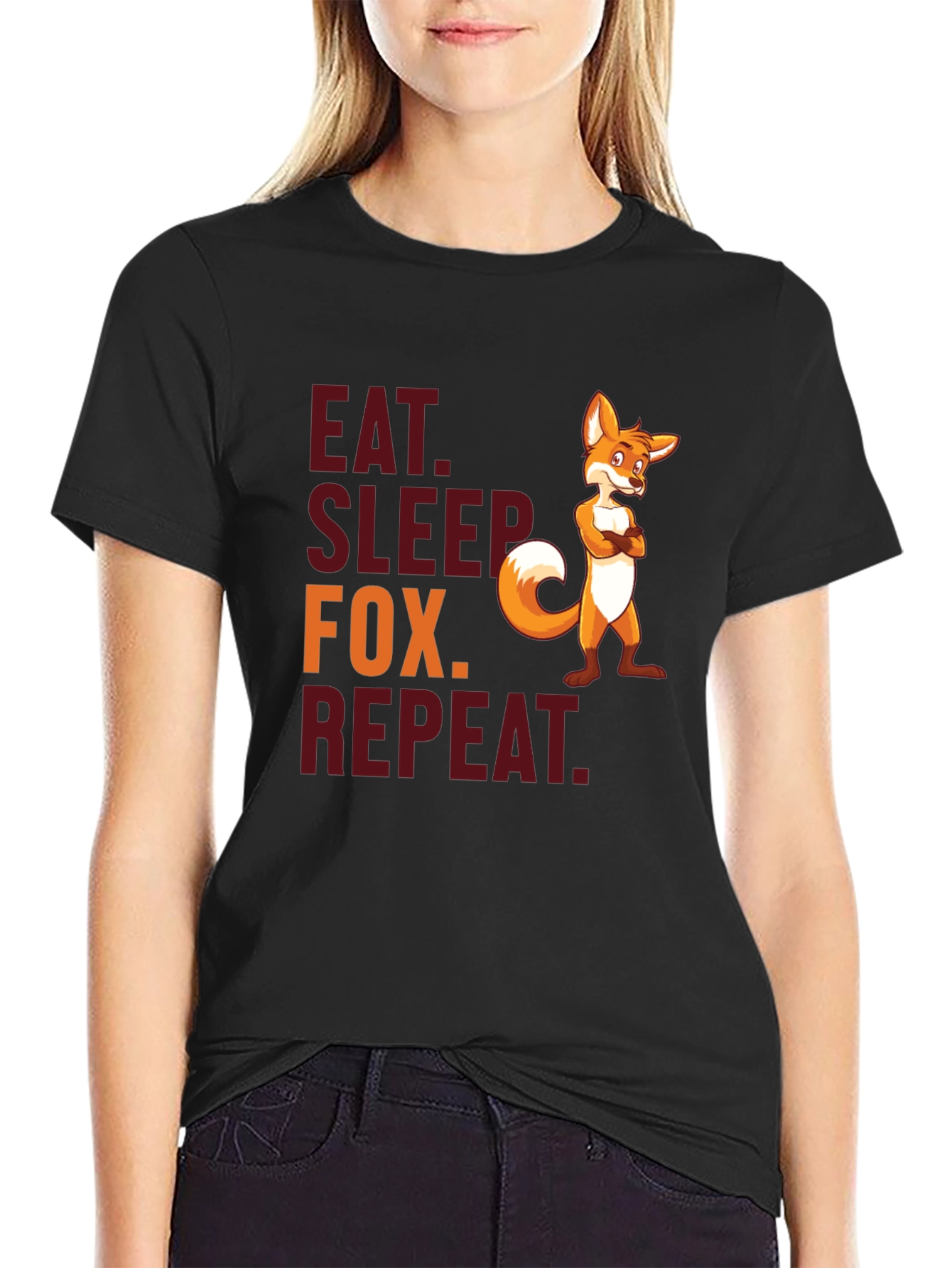 Eat Sleep Fox Repeat T-Shirt - Funny Animal Tee