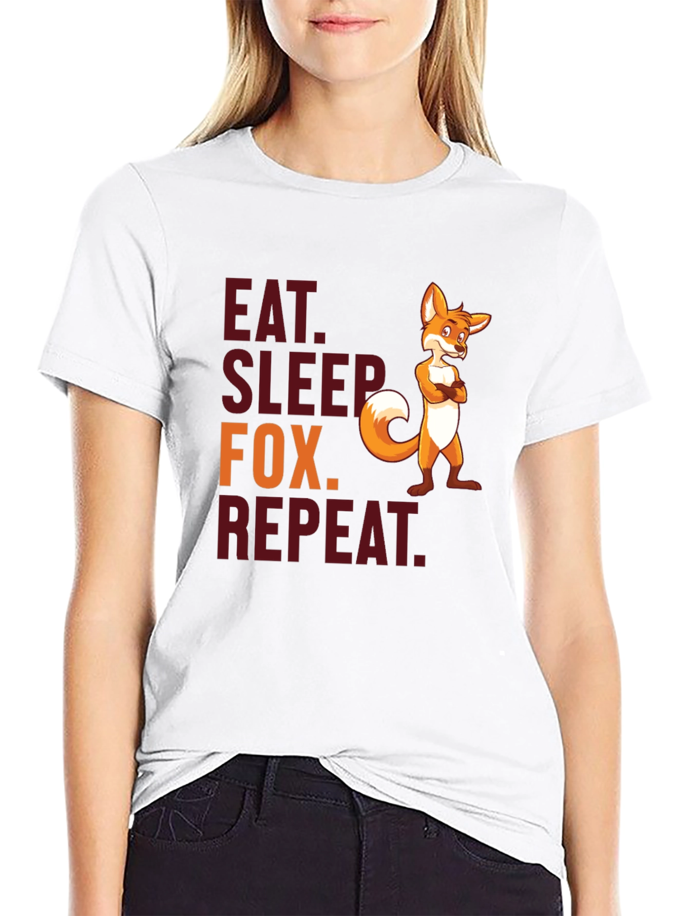 Eat Sleep Fox Repeat T-Shirt - Funny Animal Tee
