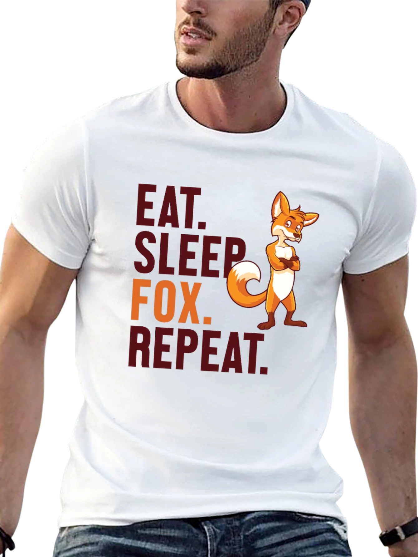 Eat Sleep Fox Repeat T-Shirt - Funny Animal Tee