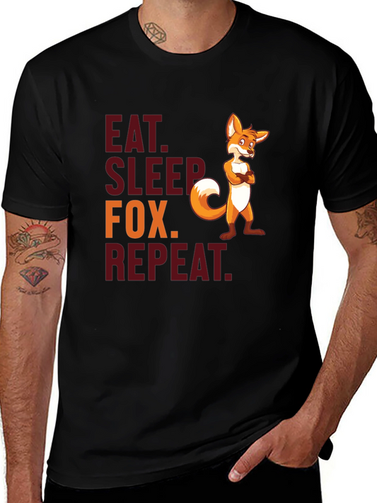 Eat Sleep Fox Repeat T-Shirt - Funny Animal Tee