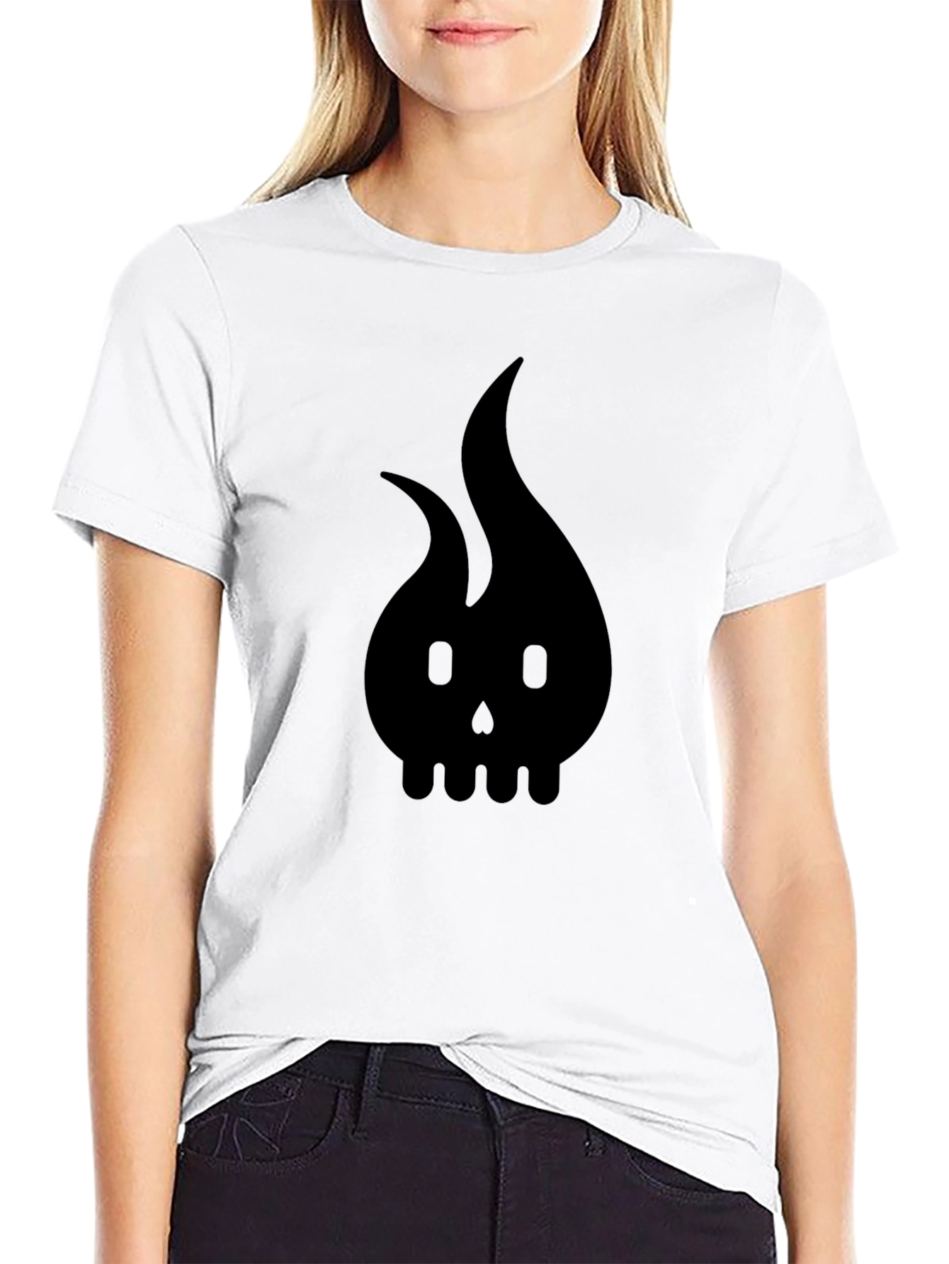 Black Skull Flame Graphic Tee - Mens Style