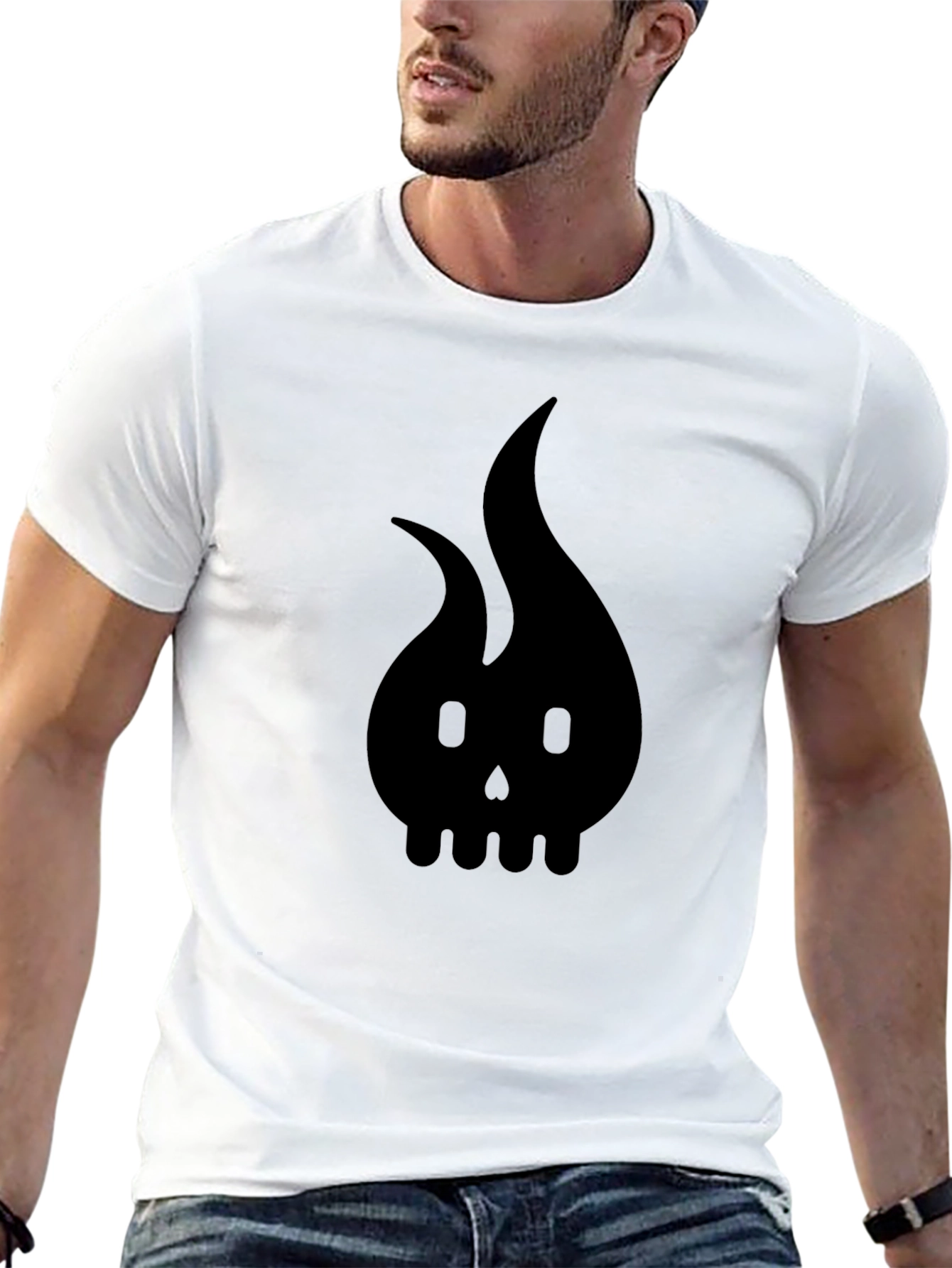 Black Skull Flame Graphic Tee - Mens Style