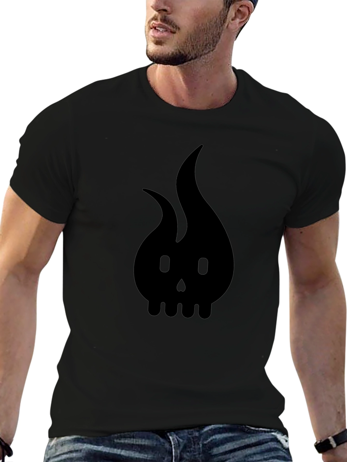 Black Skull Flame Graphic Tee - Mens Style