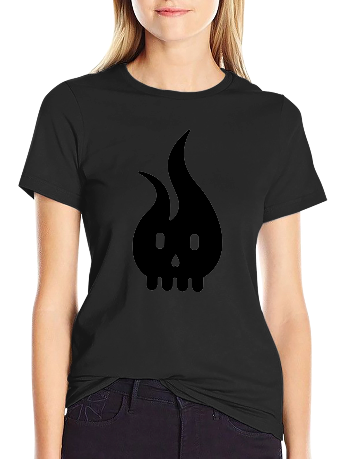 Black Skull Flame Graphic Tee - Mens Style