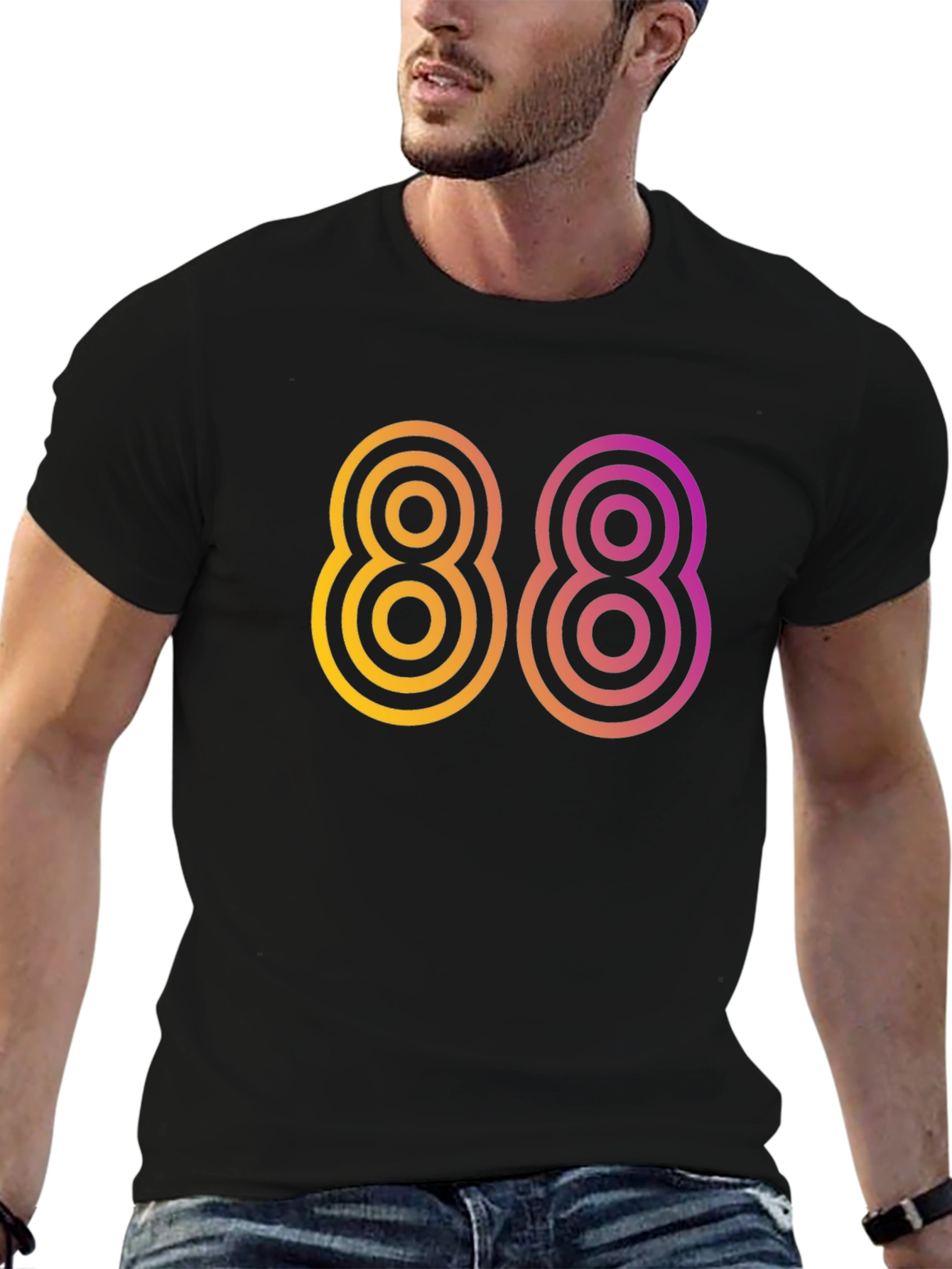 Retro 88 Graphic Tee - Black Cotton Comfort