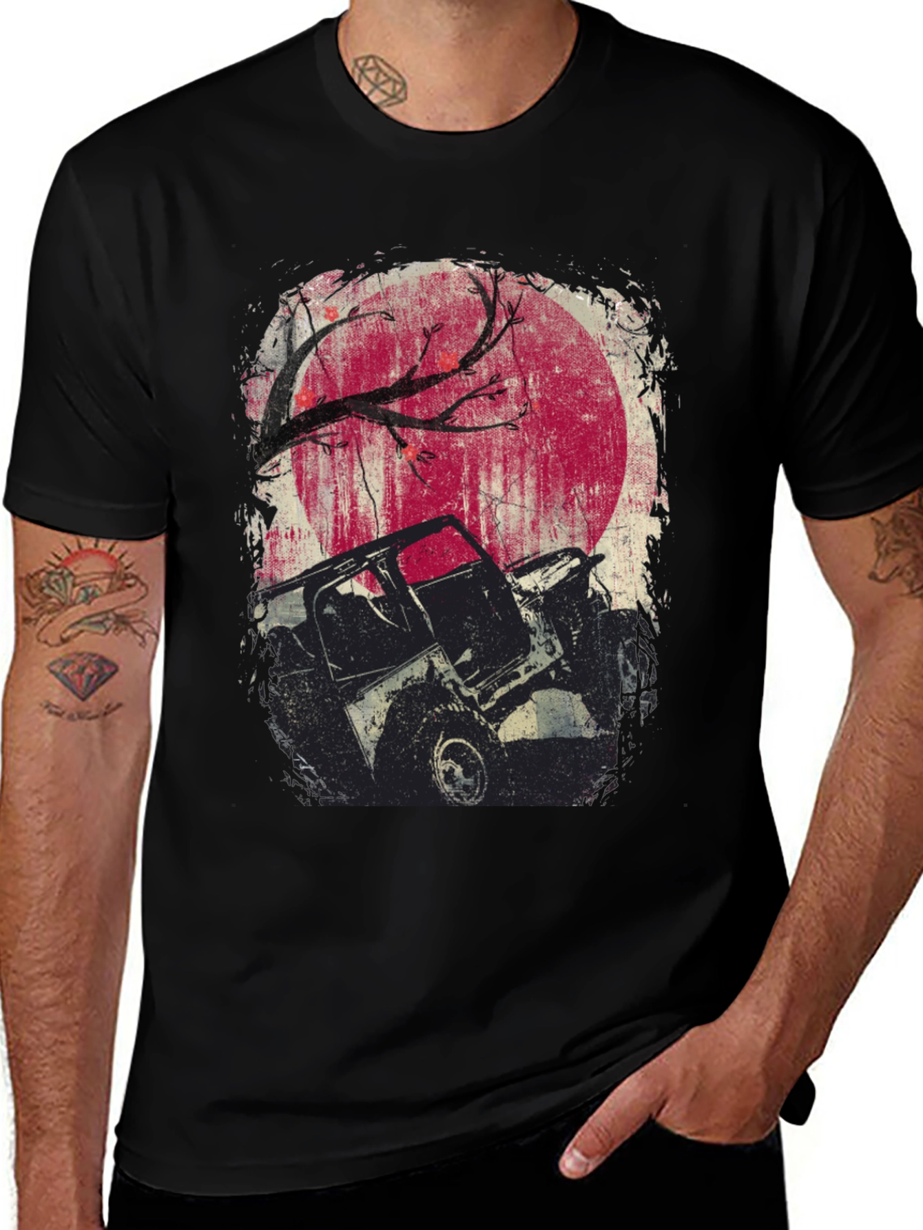 Off-Road Adventure T-Shirt - Moonlit Jeep Design