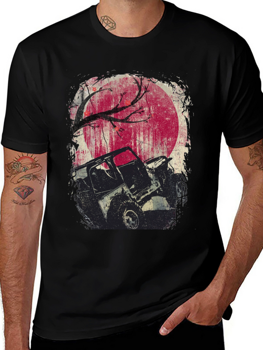 Off-Road Adventure T-Shirt - Moonlit Jeep Design
