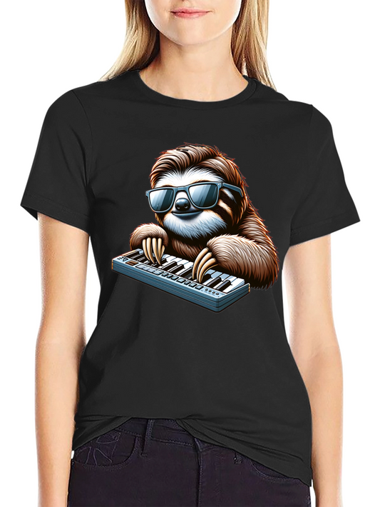 Cool Sloth Playing Keyboard T-Shirt