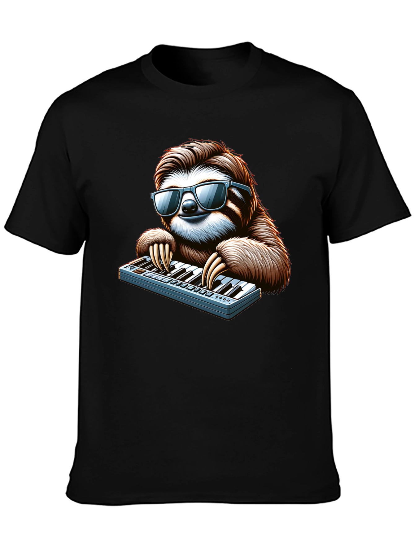 Cool Sloth Playing Keyboard T-Shirt