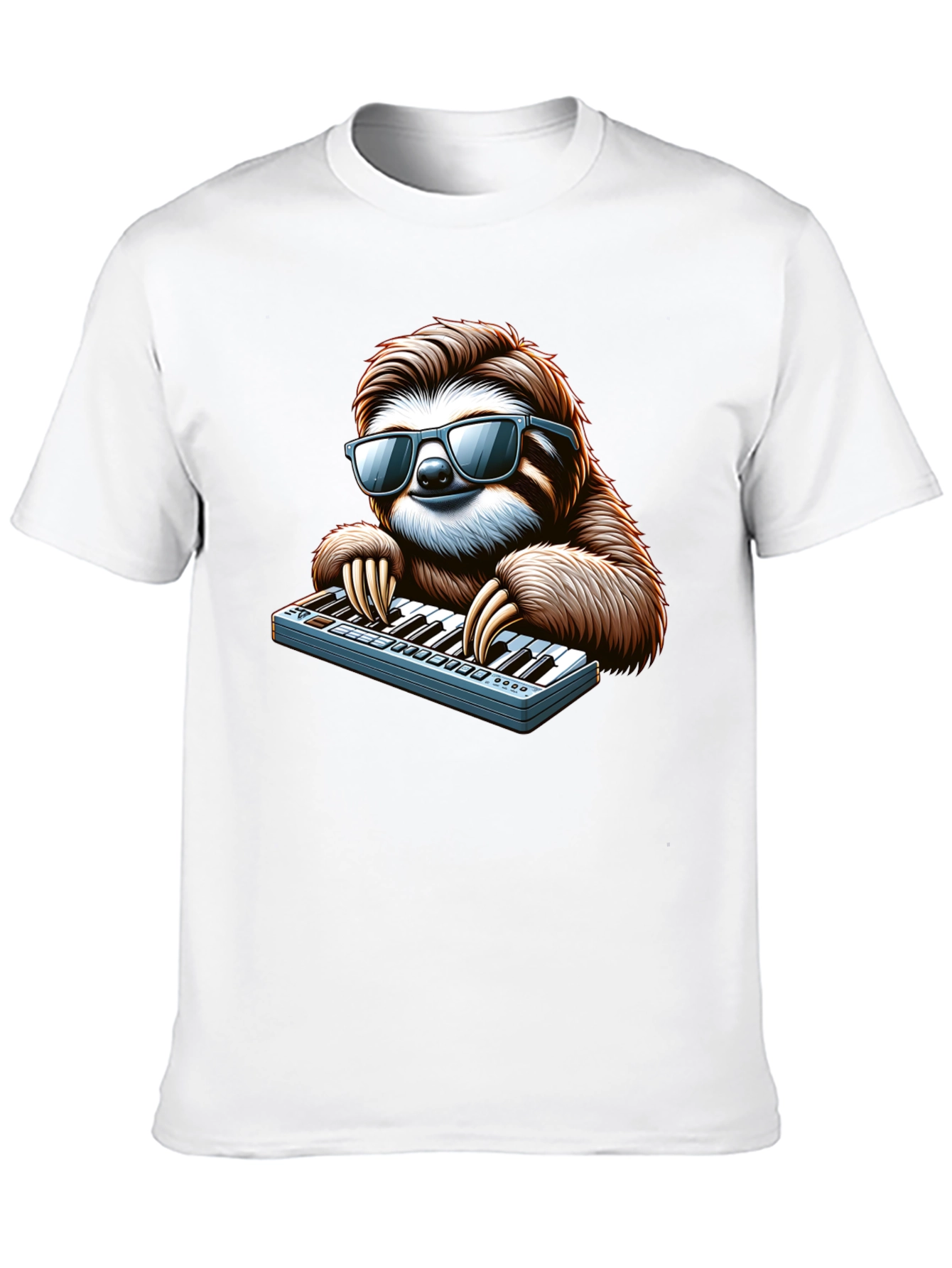 Cool Sloth Playing Keyboard T-Shirt