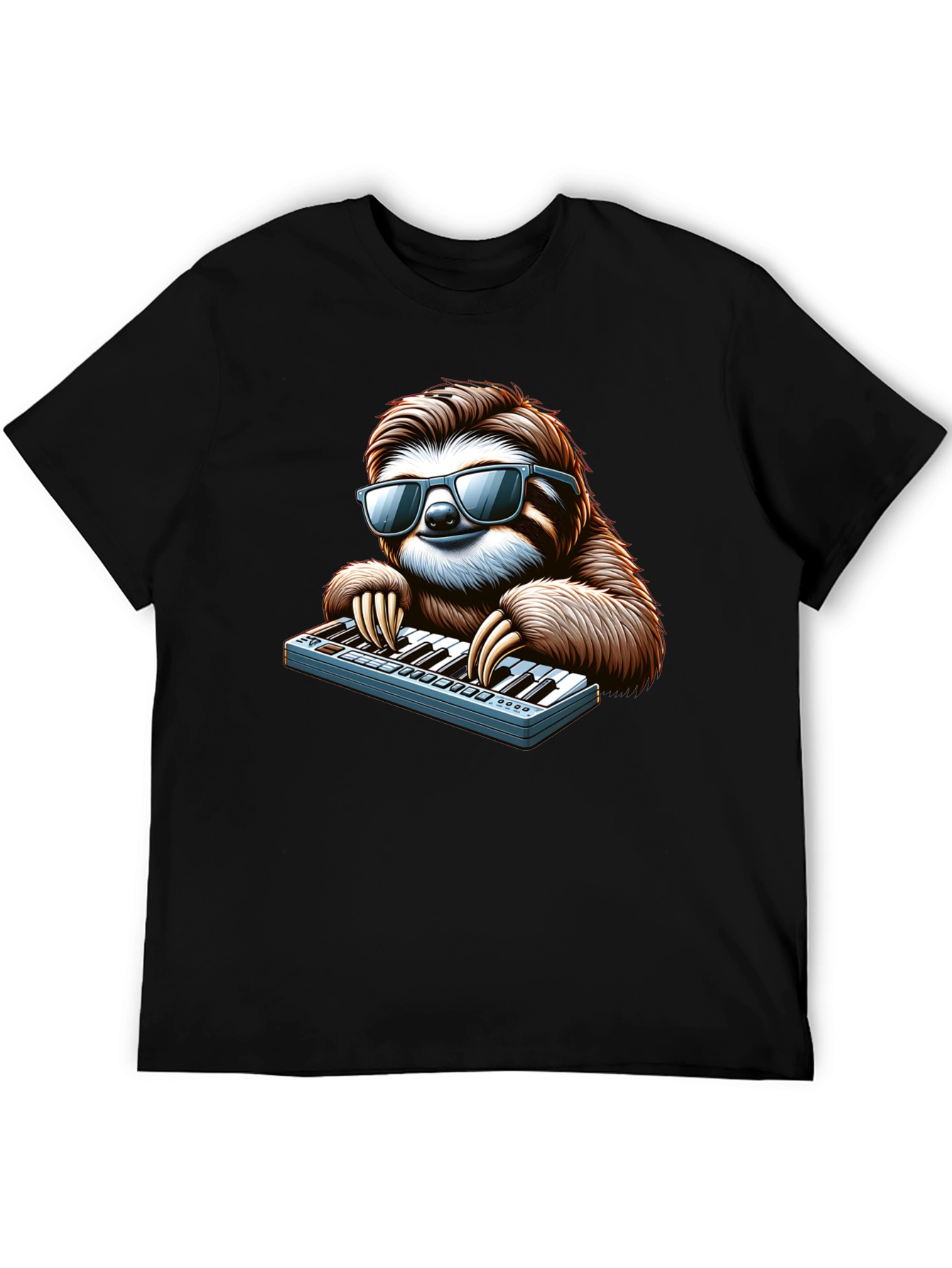 Cool Sloth Playing Keyboard T-Shirt