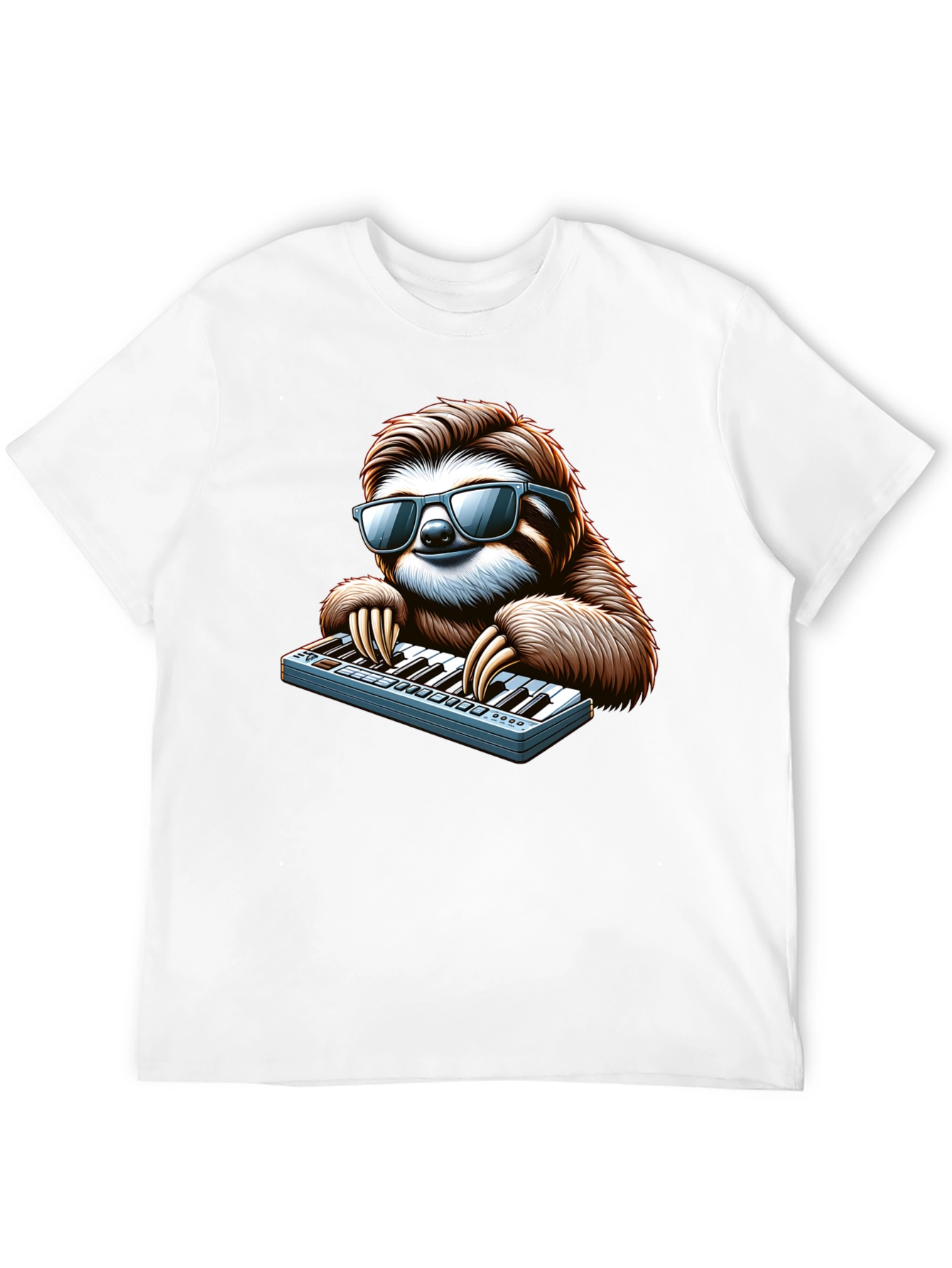 Cool Sloth Playing Keyboard T-Shirt