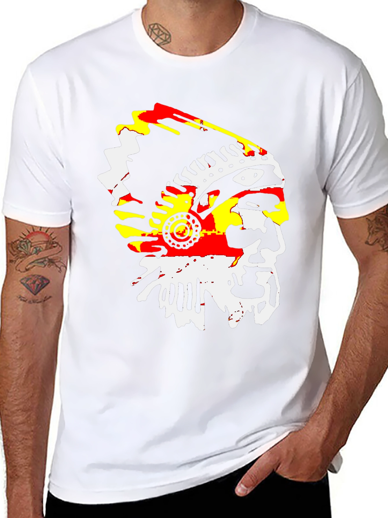 Native American Chief Graphic Tee - Black Cotton T-Shirt