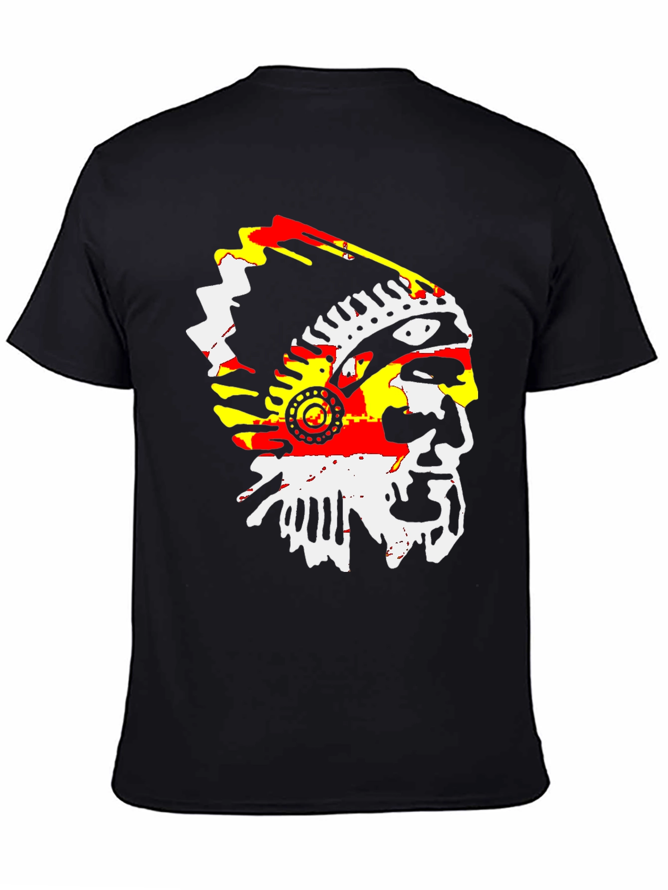 Native American Chief Graphic Tee - Black Cotton T-Shirt