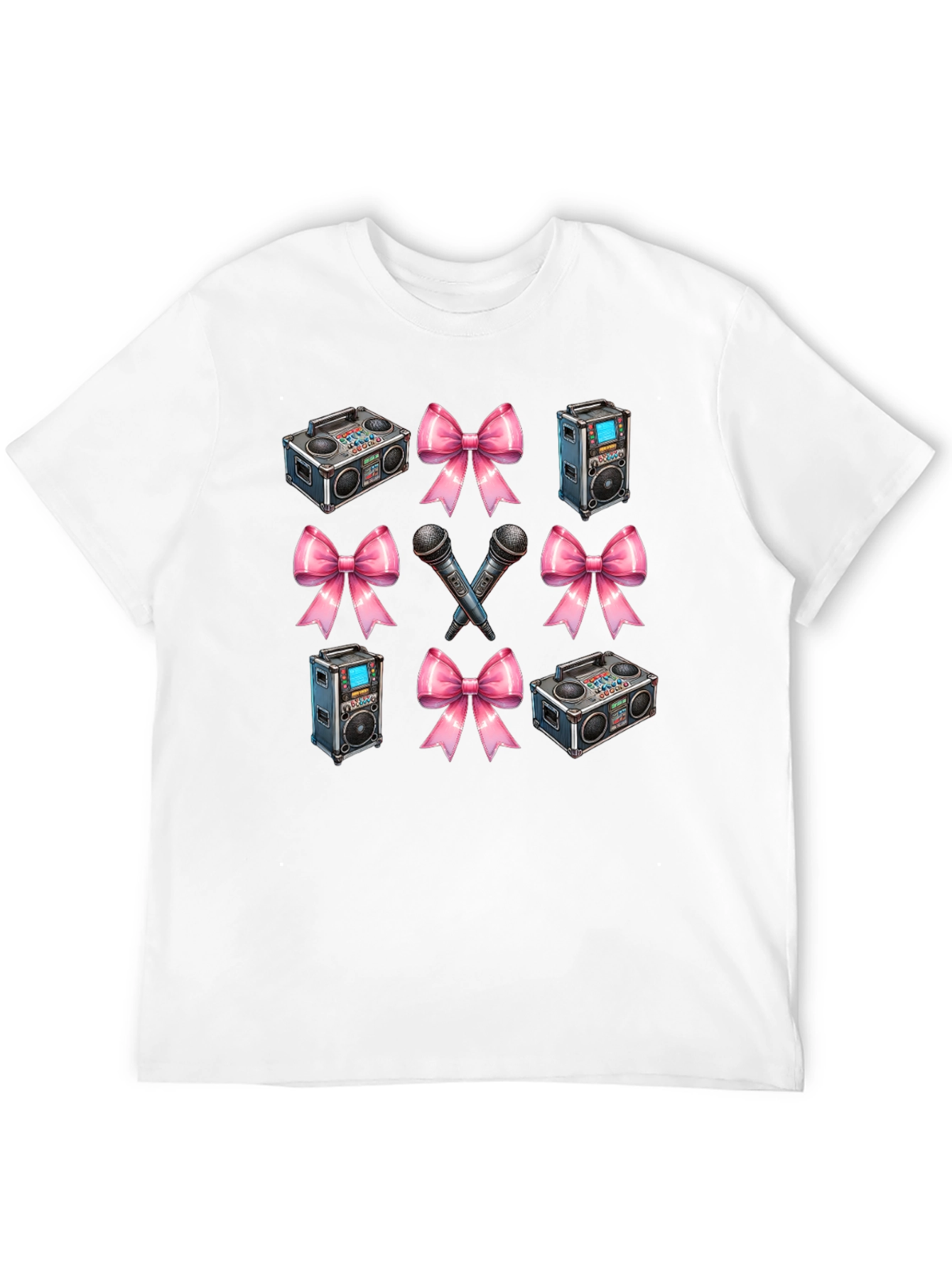 Retro Music Patterned Black T-Shirt
