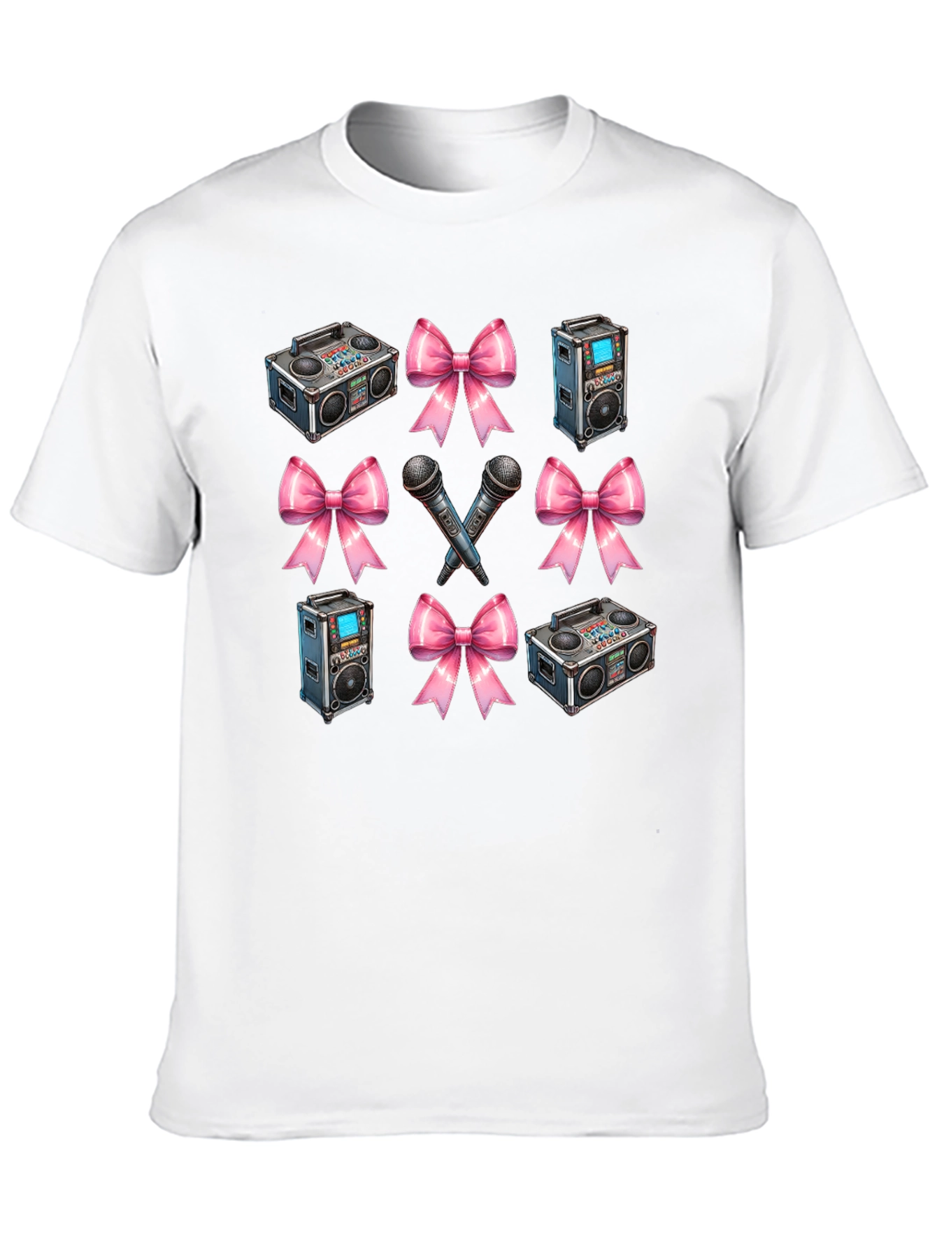 Retro Music Patterned Black T-Shirt