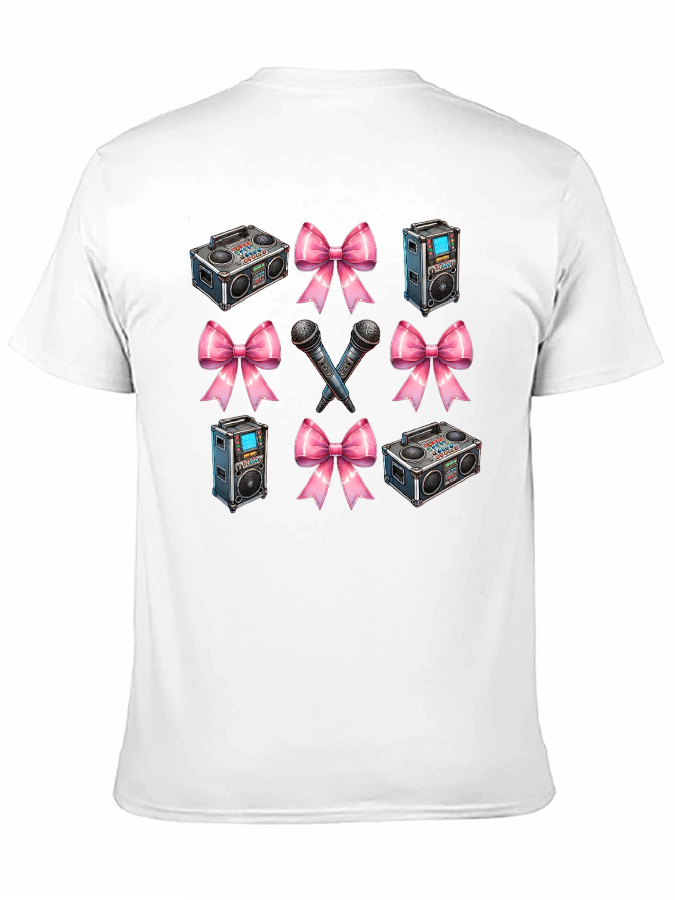 Retro Music Patterned Black T-Shirt
