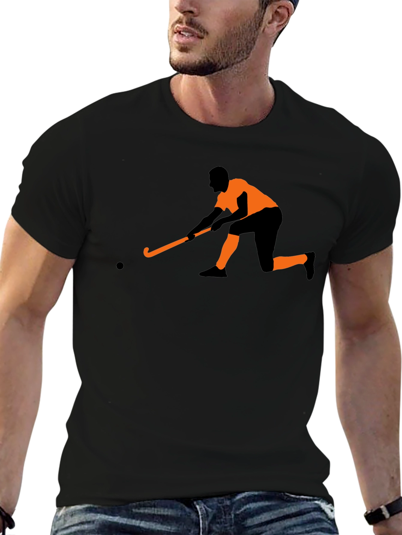 Hockey Player Graphic Tee - Black