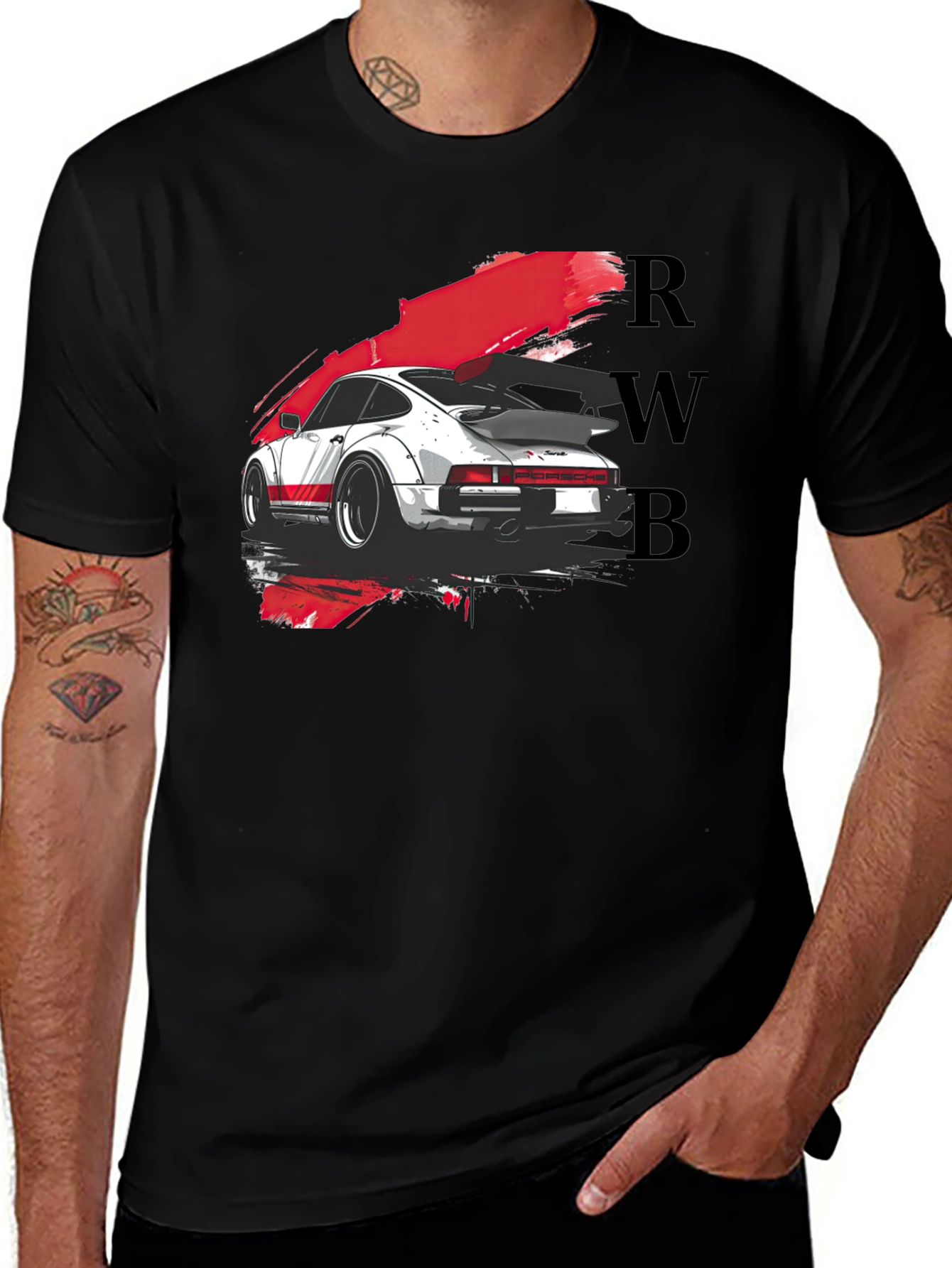 RWB Porsche Graphic Tee - Black Cotton T-Shirt