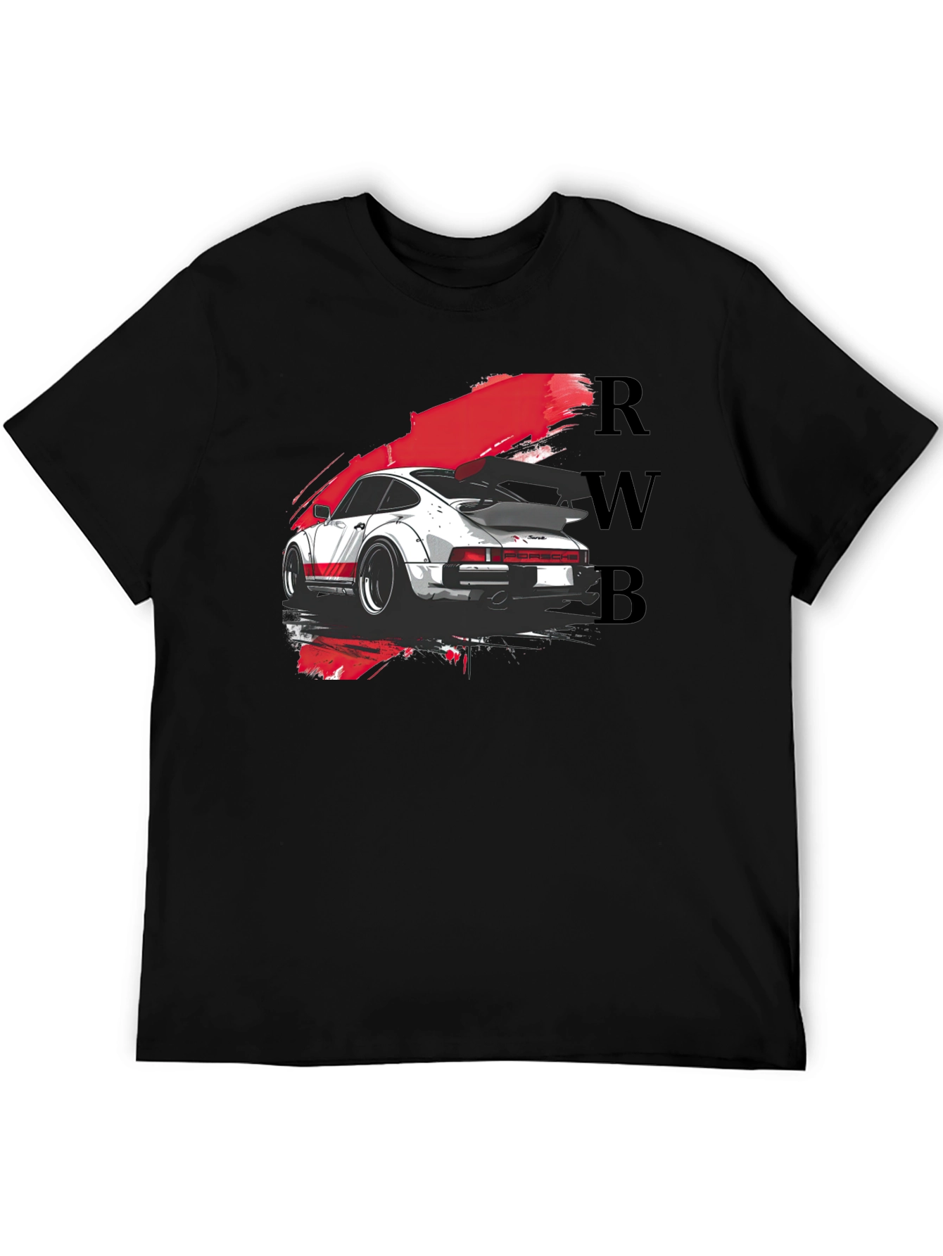 RWB Porsche Graphic Tee - Black Cotton T-Shirt