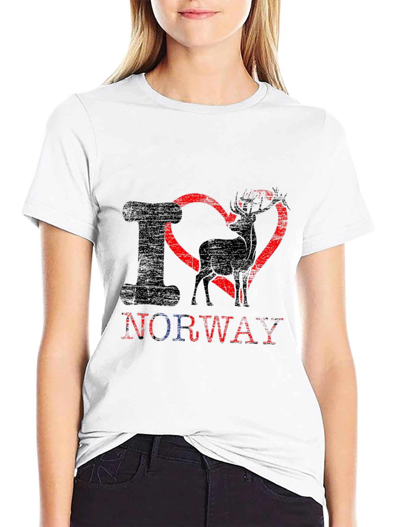 I Heart Norway Deer T-Shirt - Black