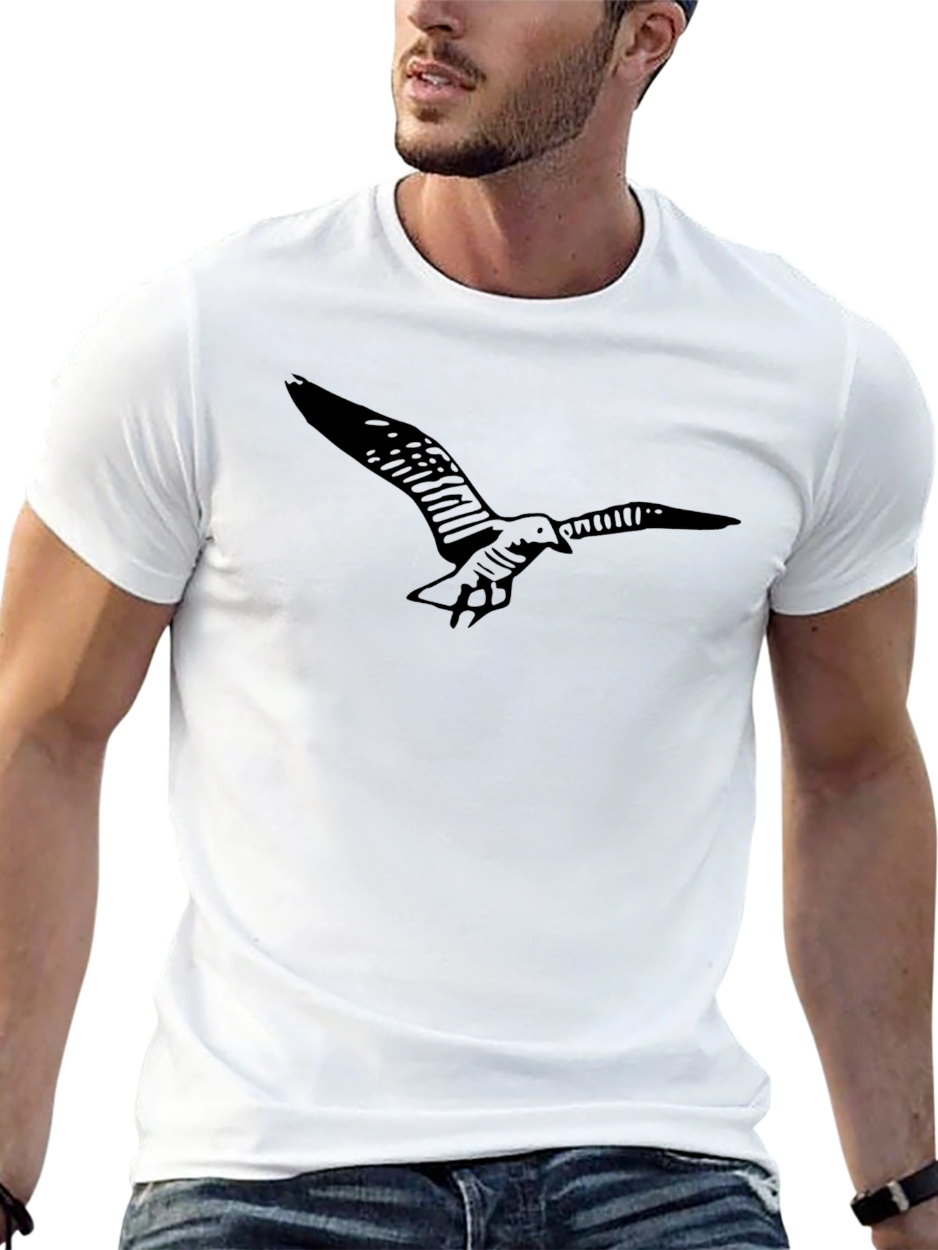 Mens Black Bird Graphic Tee - Stylish Comfort