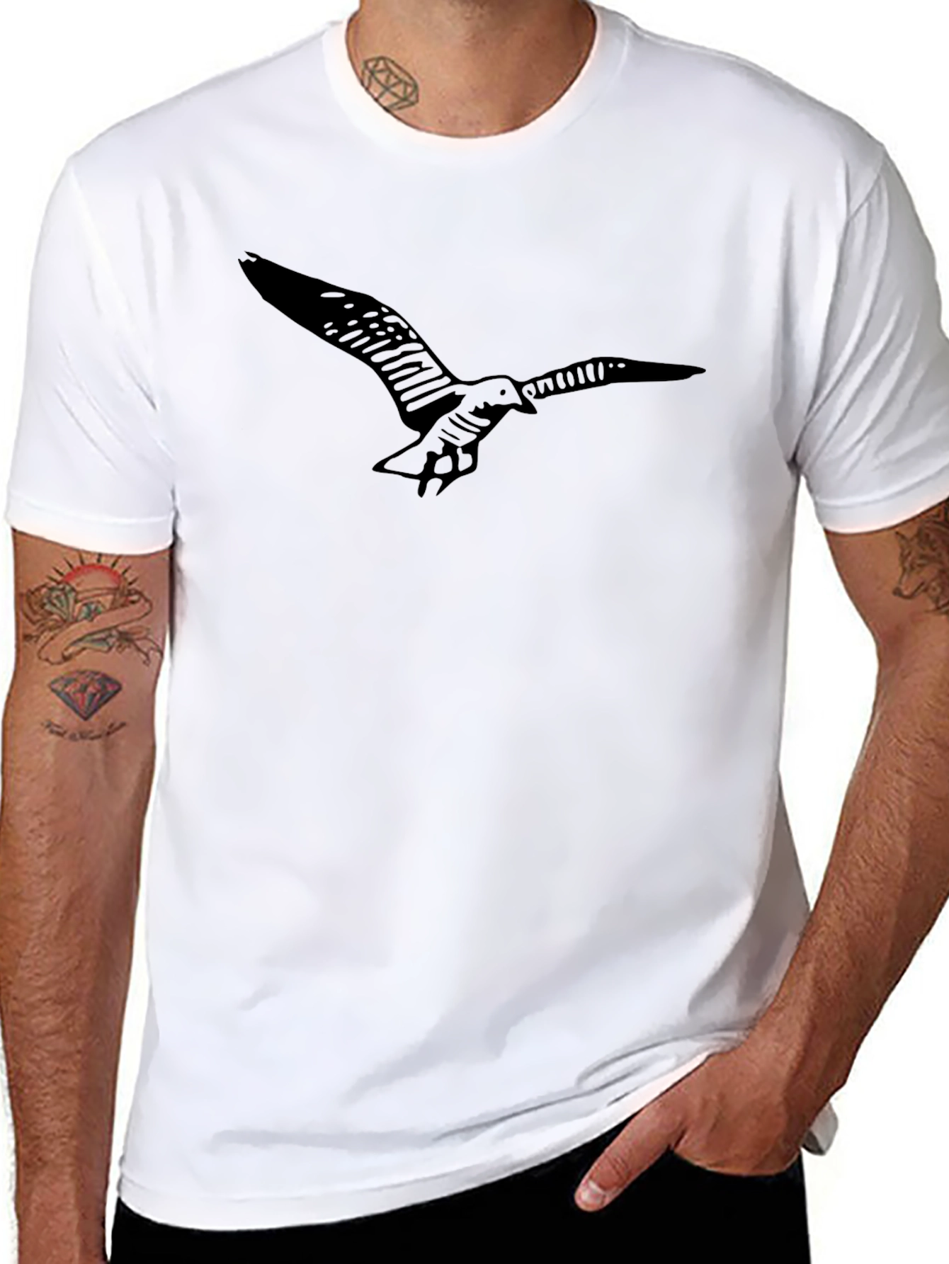 Mens Black Bird Graphic Tee - Stylish Comfort