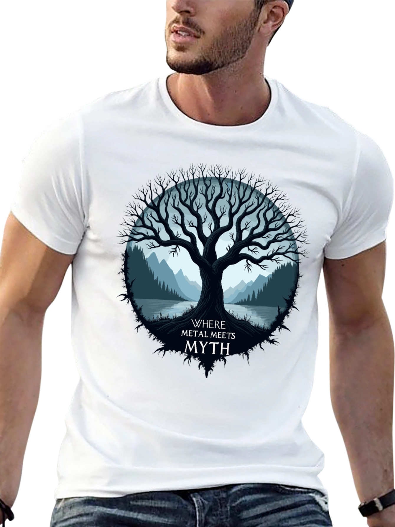 Metal Meets Myth T-Shirt - Tree Design
