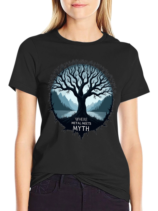 Metal Meets Myth T-Shirt - Tree Design
