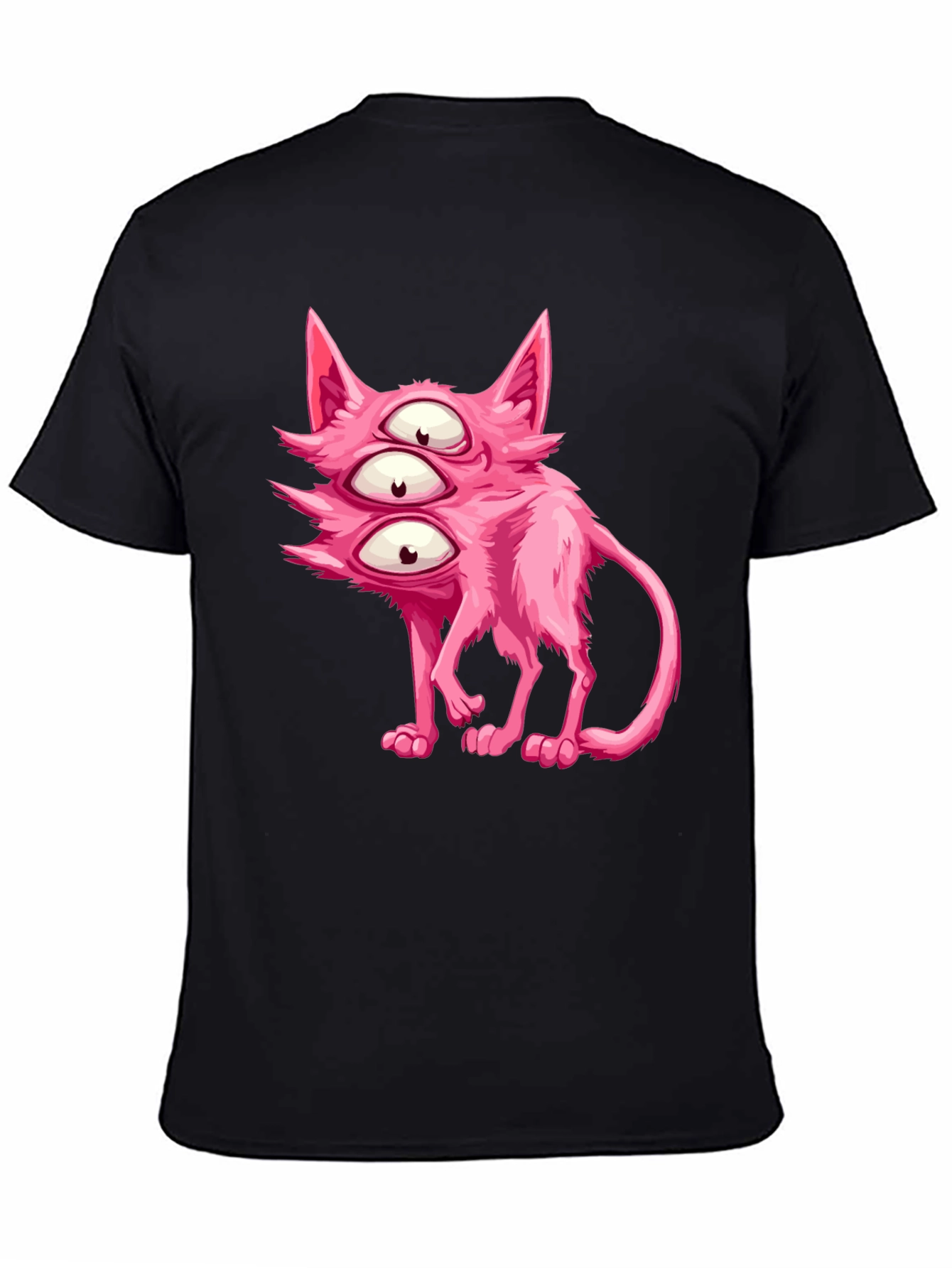 Three-Eyed Pink Monster Cat Graphic Tee