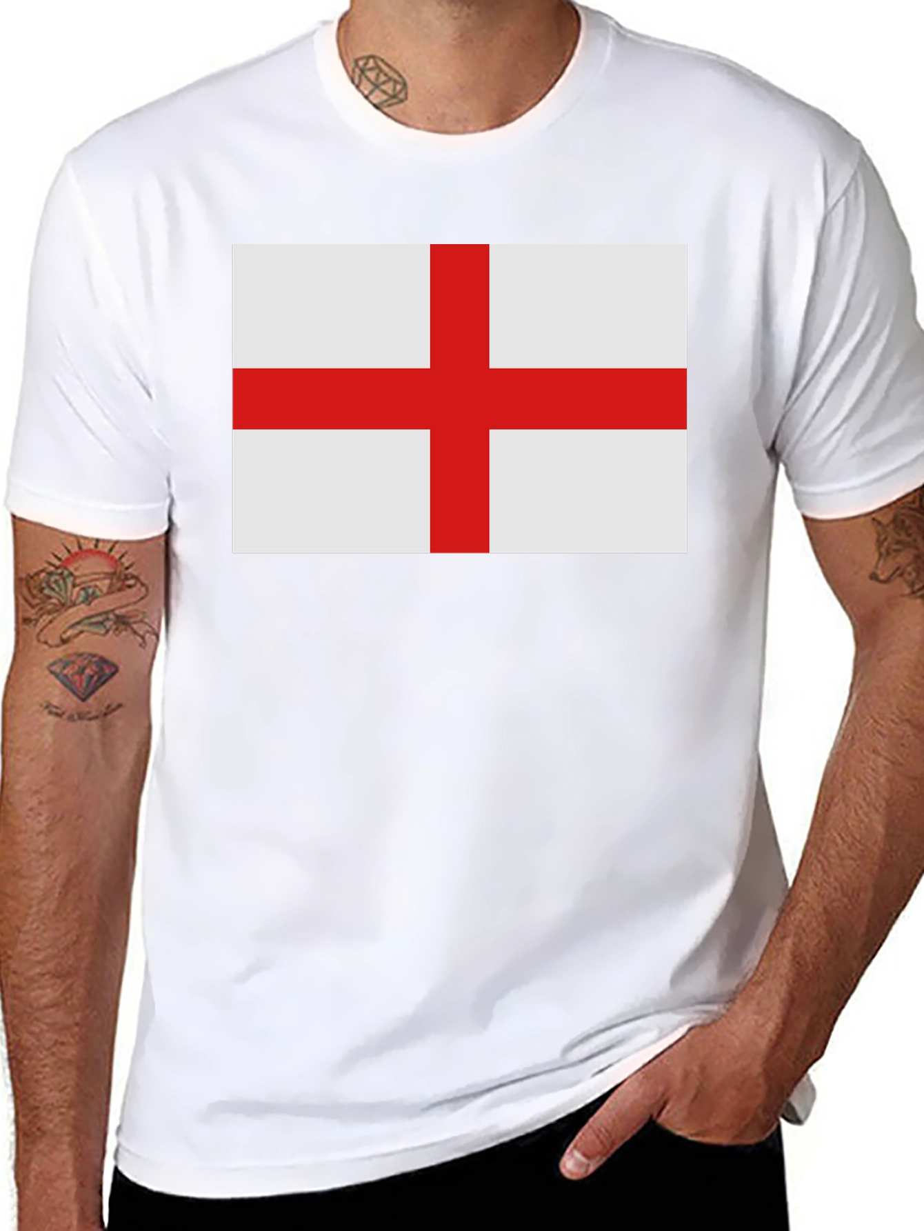 England Flag T-Shirt - Black Cotton Tee