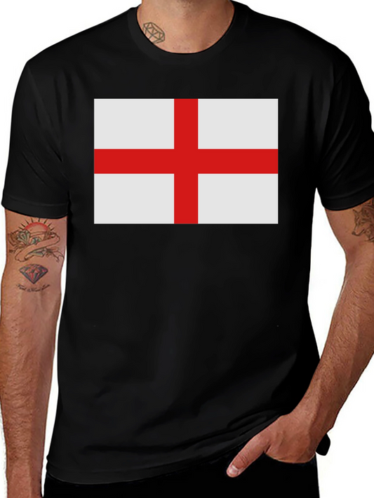 England Flag T-Shirt - Black Cotton Tee