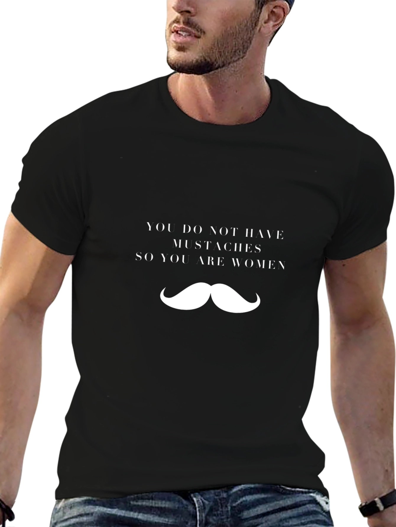 Humorous Mustache Graphic T-Shirt